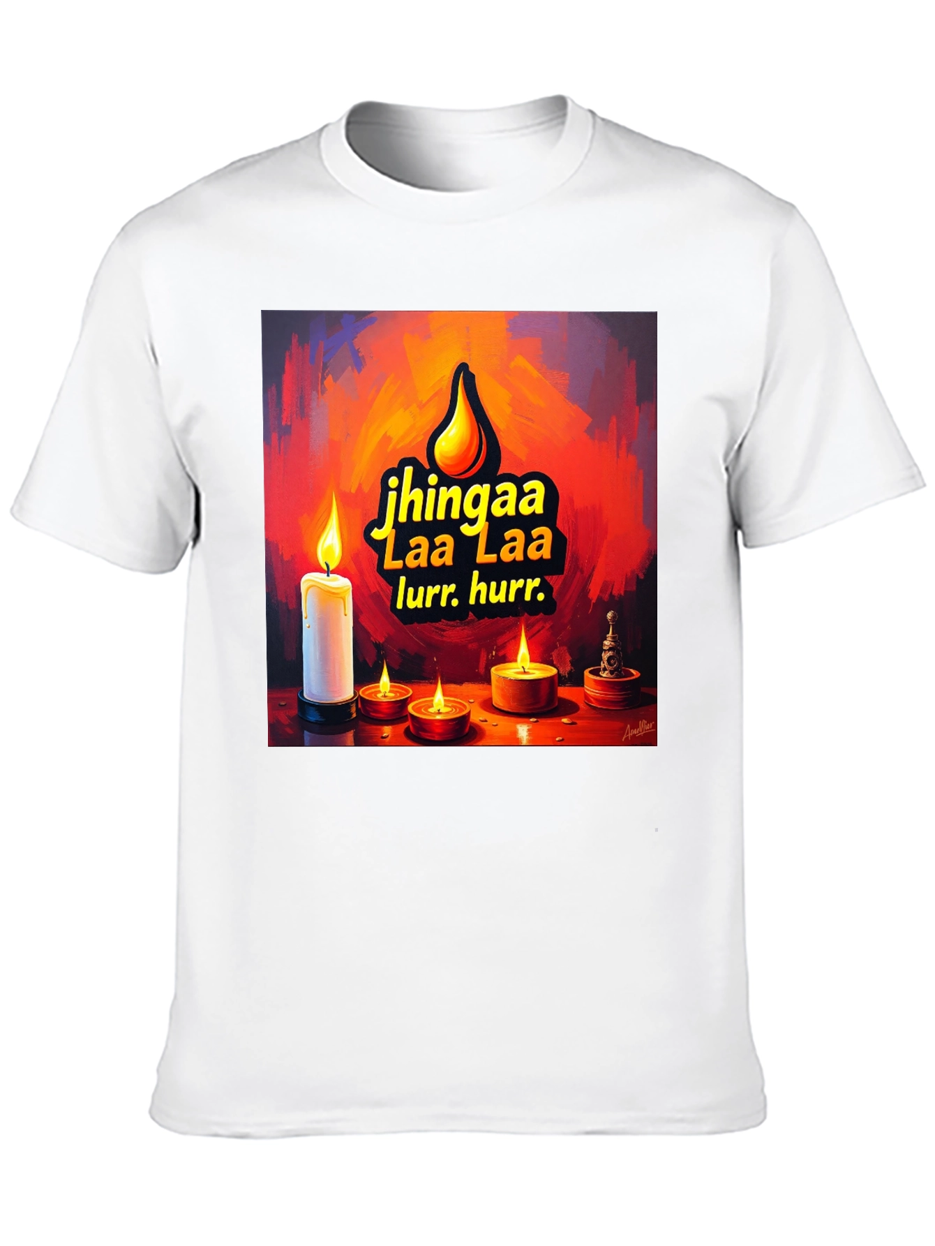 Candlelight Jhingaa Tee - Artistic Graphic T-Shirt