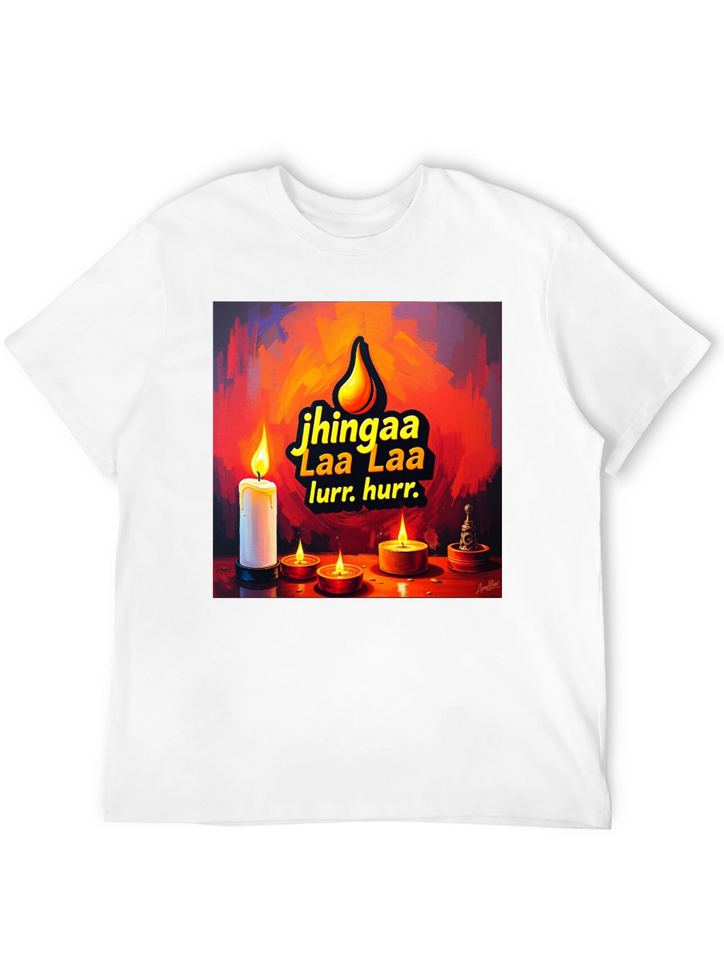 Candlelight Jhingaa Tee - Artistic Graphic T-Shirt