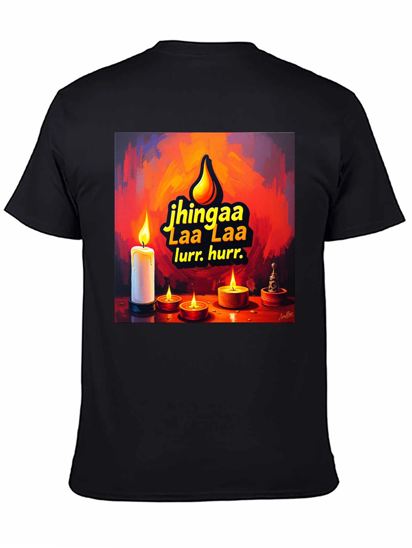 Candlelight Jhingaa Tee - Artistic Graphic T-Shirt