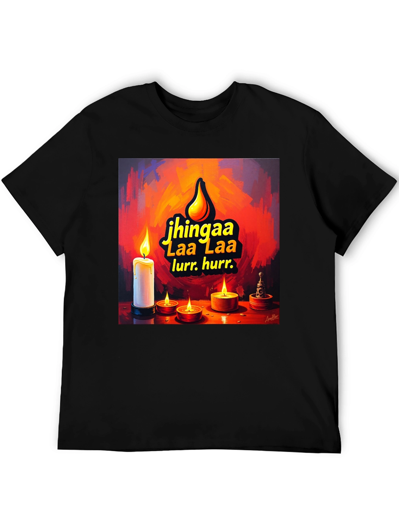 Candlelight Jhingaa Tee - Artistic Graphic T-Shirt