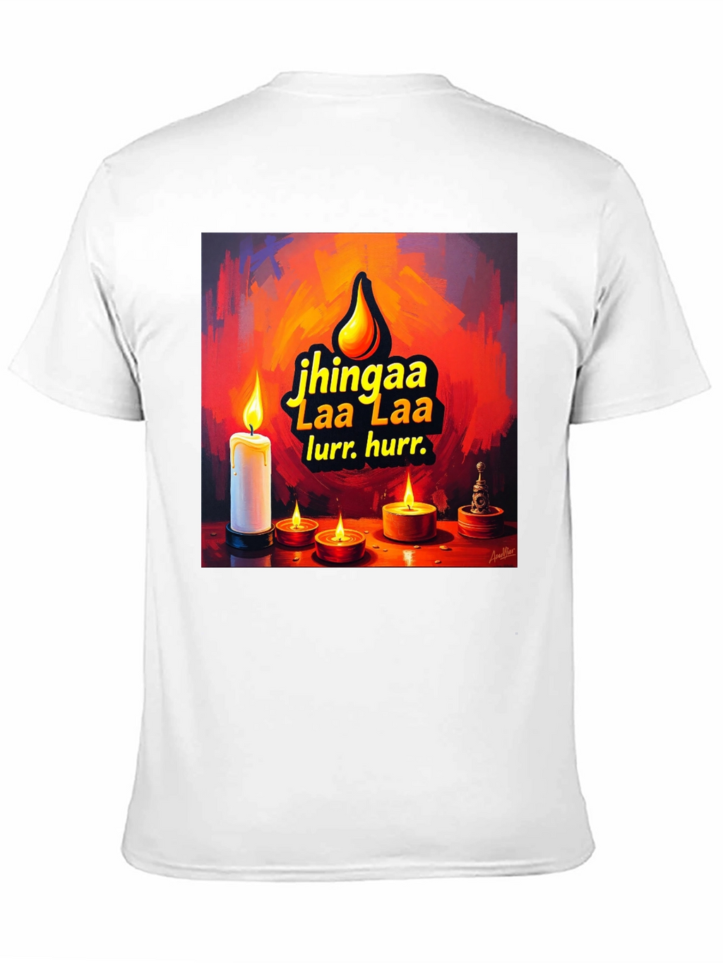 Candlelight Jhingaa Tee - Artistic Graphic T-Shirt