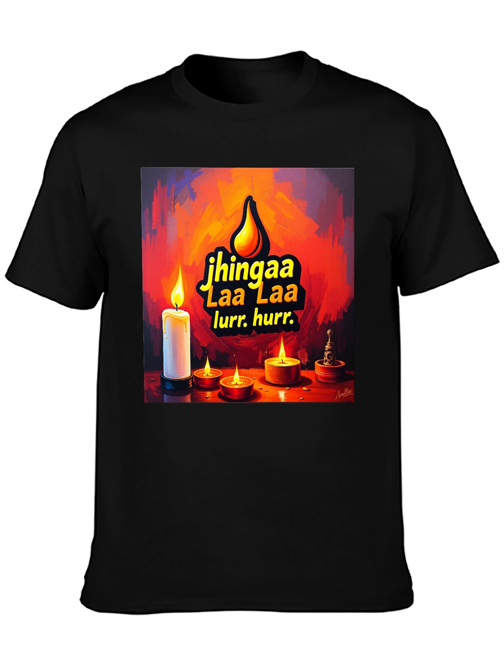 Candlelight Jhingaa Tee - Artistic Graphic T-Shirt