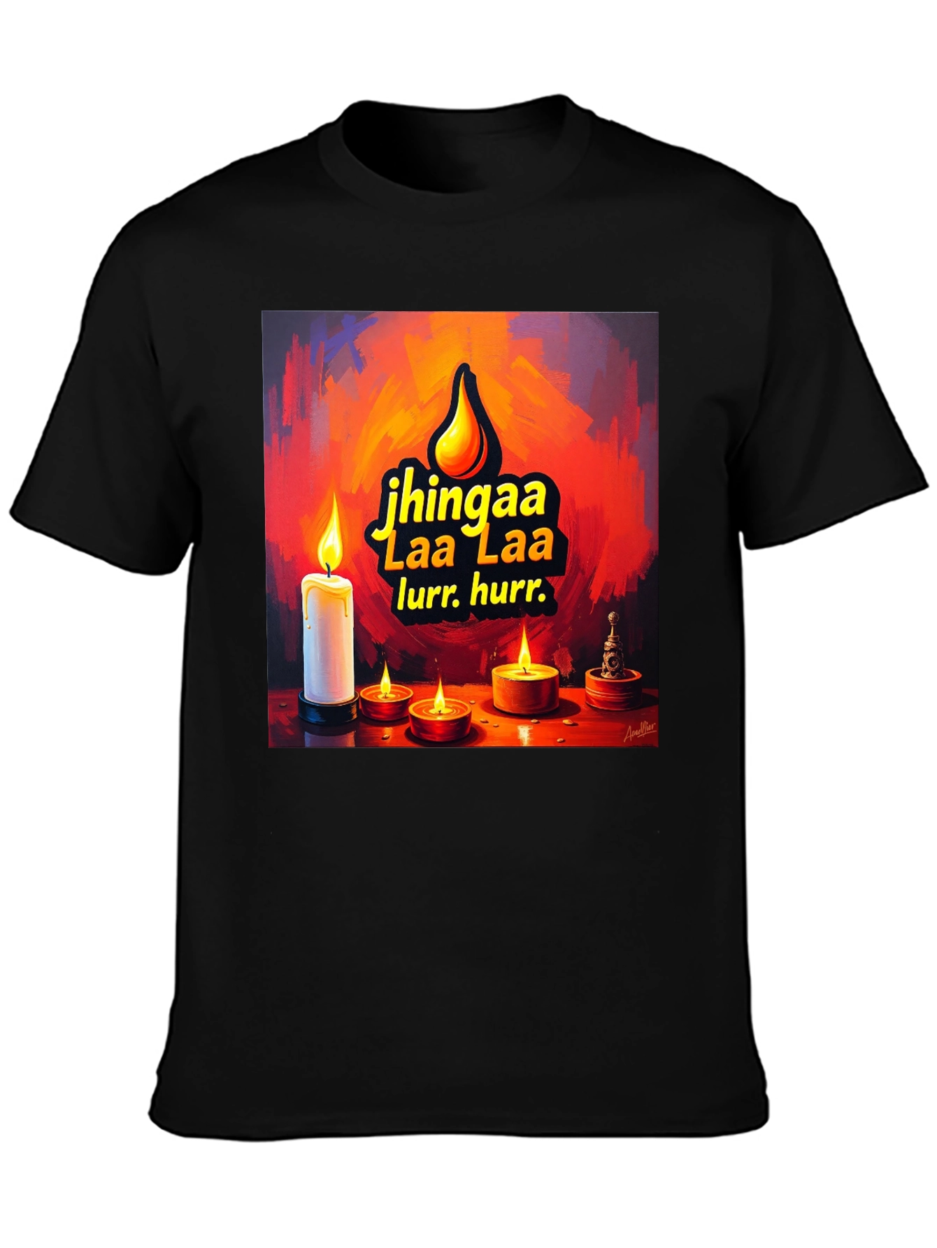 Candlelight Jhingaa Tee - Artistic Graphic T-Shirt