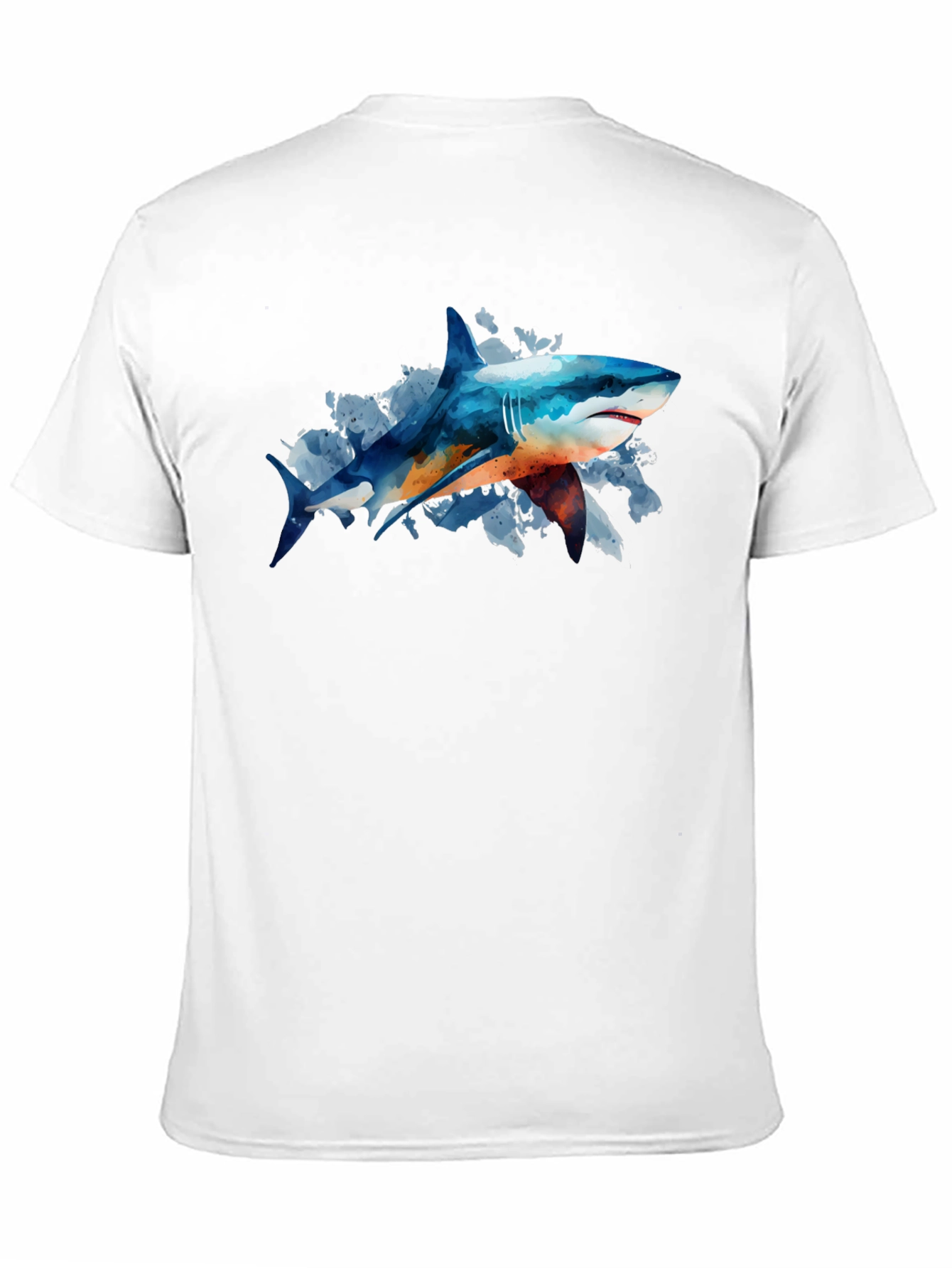 Shark Watercolor Graphic Print Black T-Shirt