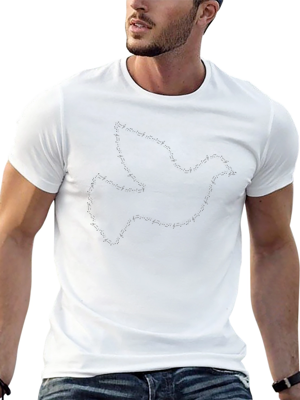 Minimalist Dove Graphic Black Tee
