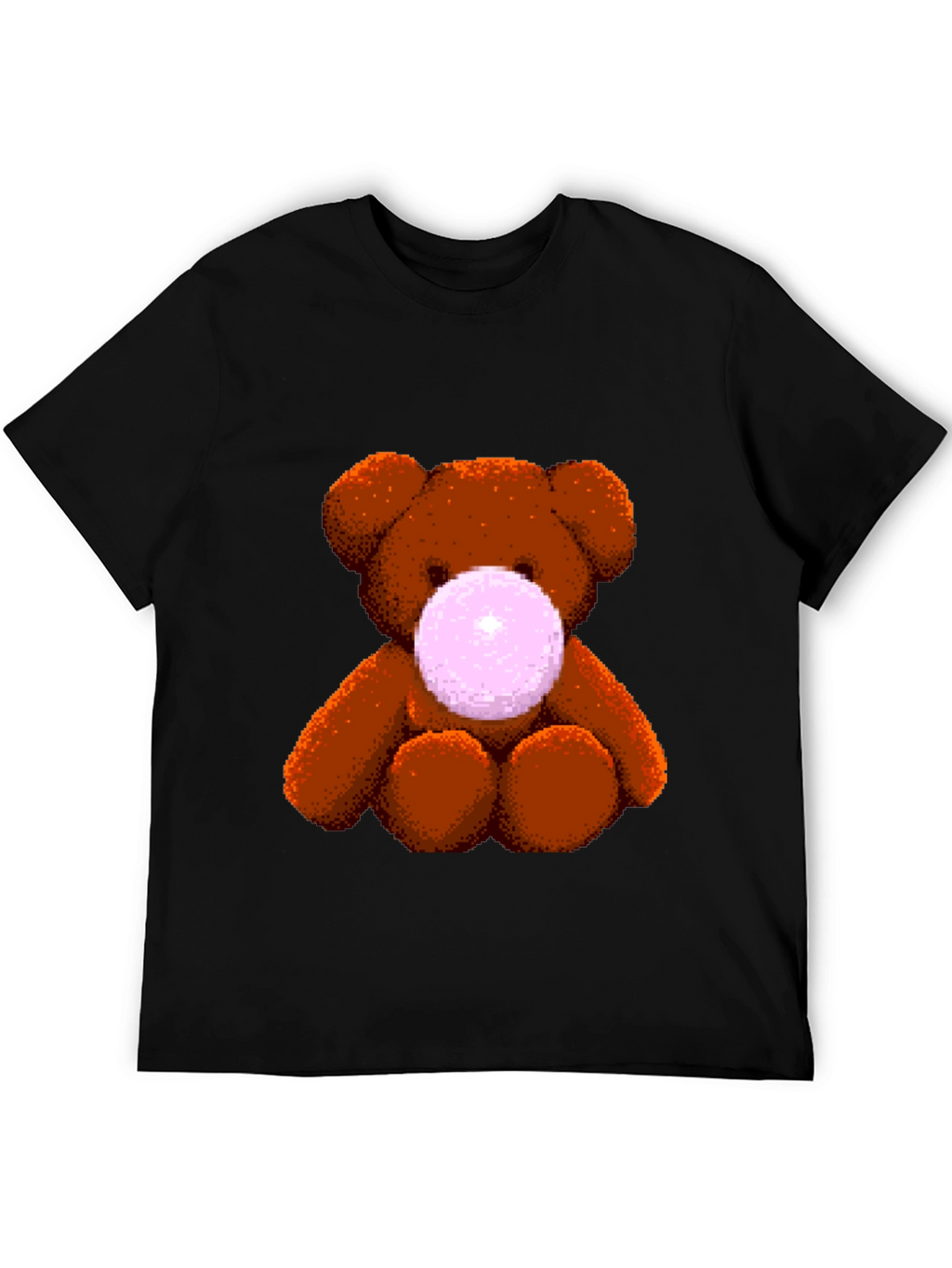 Teddy Bear Bubble Gum Graphic T-Shirt - Black