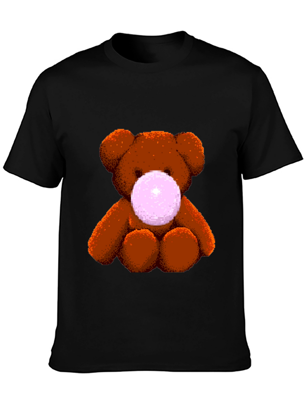Teddy Bear Bubble Gum Graphic T-Shirt - Black