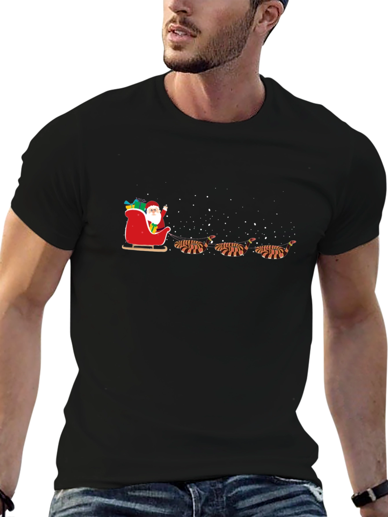 Santas Sleigh Pulled by Tiger T-Shirt