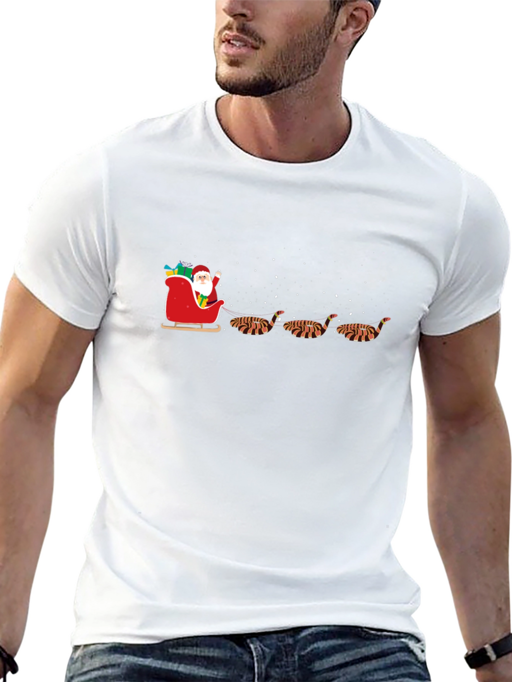 Santas Sleigh Pulled by Tiger T-Shirt