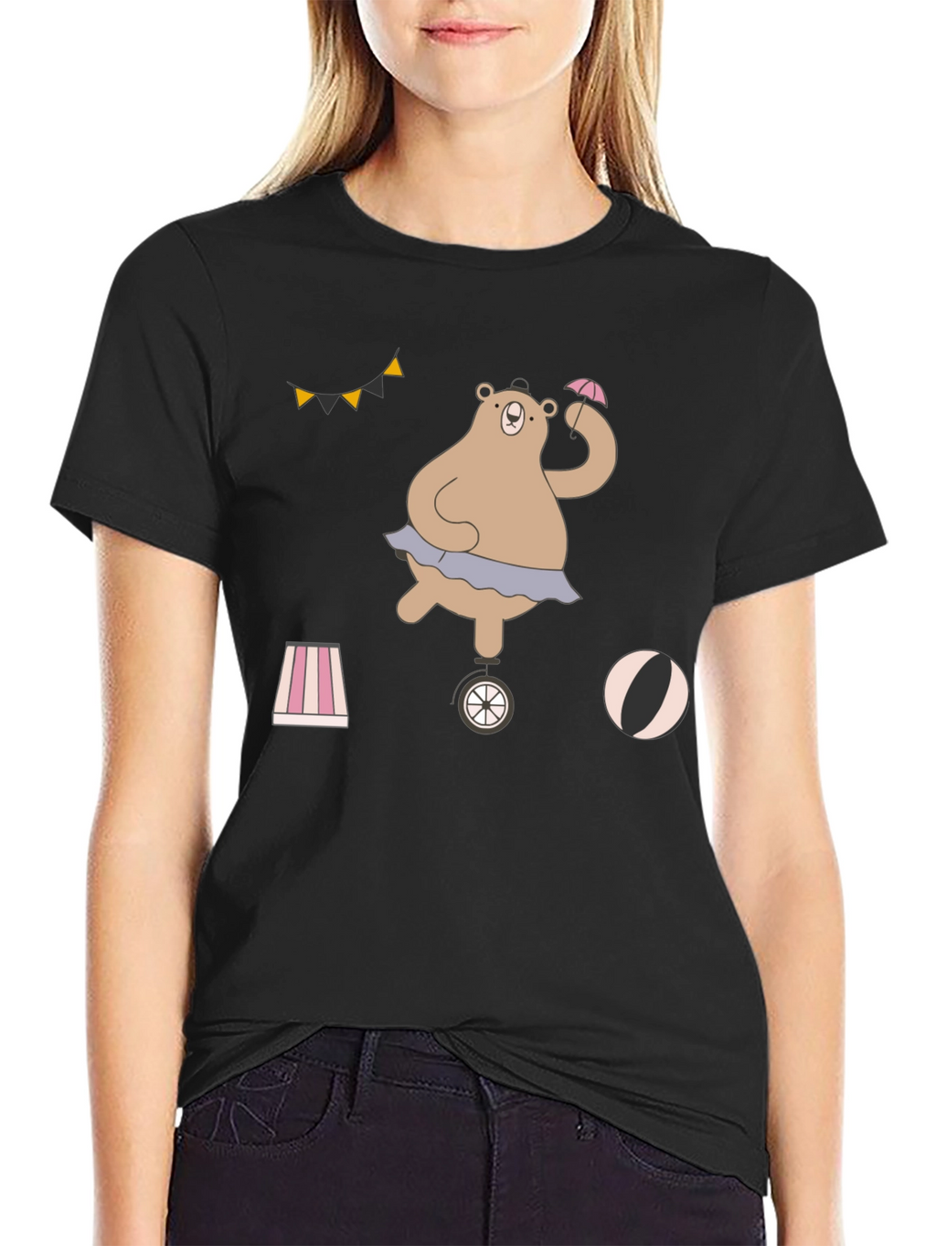 Circus Bear Graphic Tee - Unisex Cotton T-Shirt