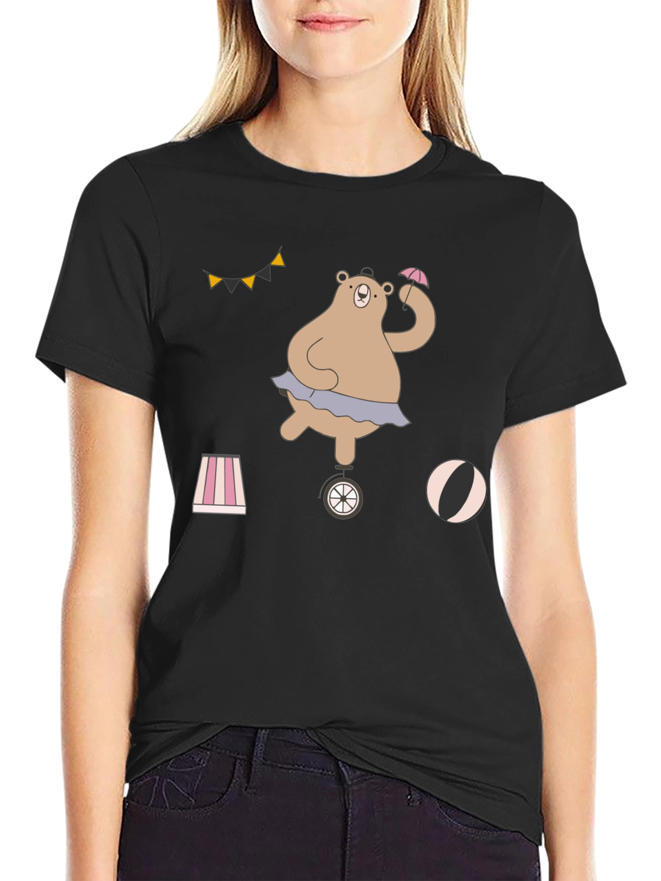 Circus Bear Graphic Tee - Unisex Cotton T-Shirt