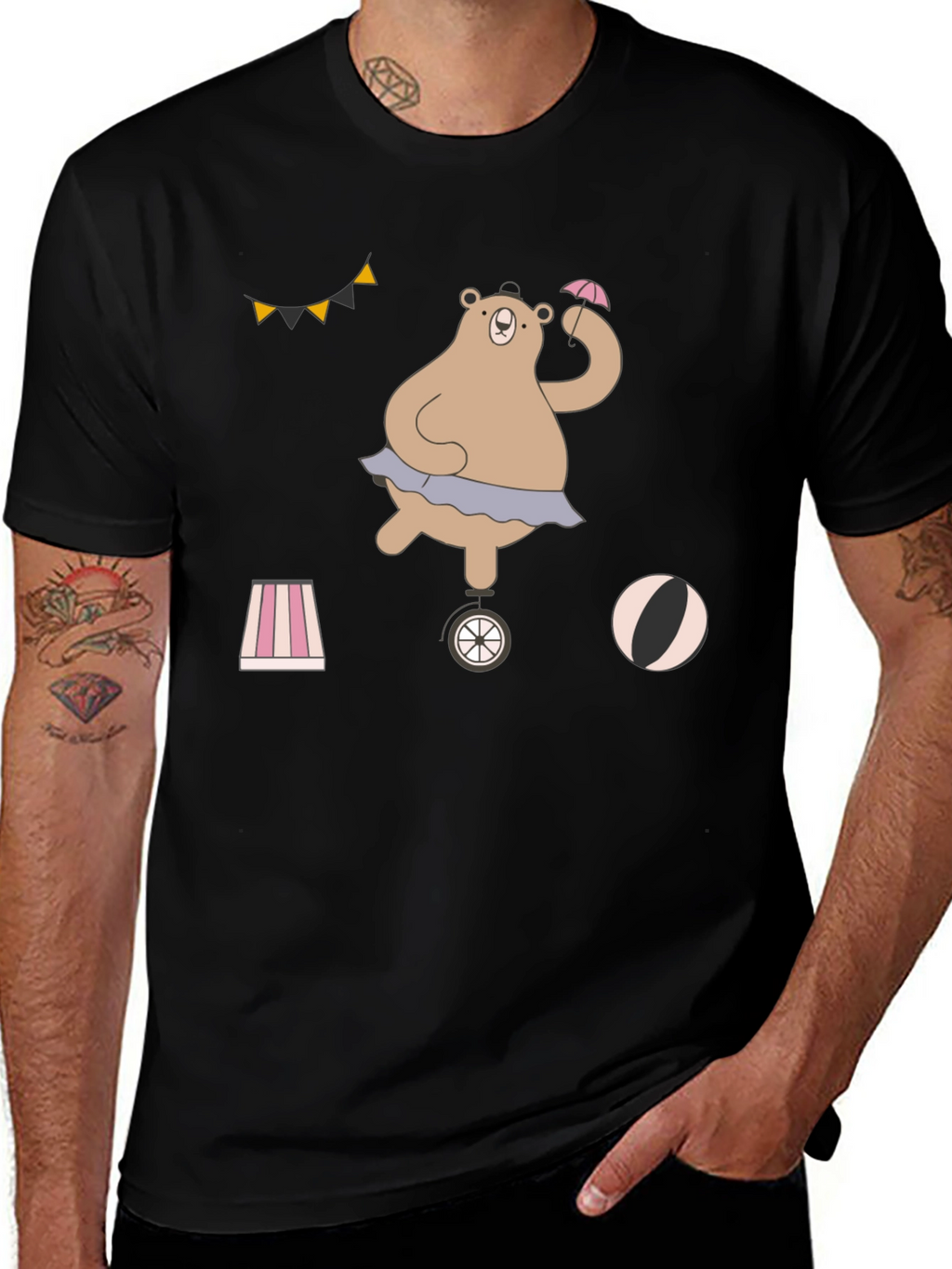 Circus Bear Graphic Tee - Unisex Cotton T-Shirt