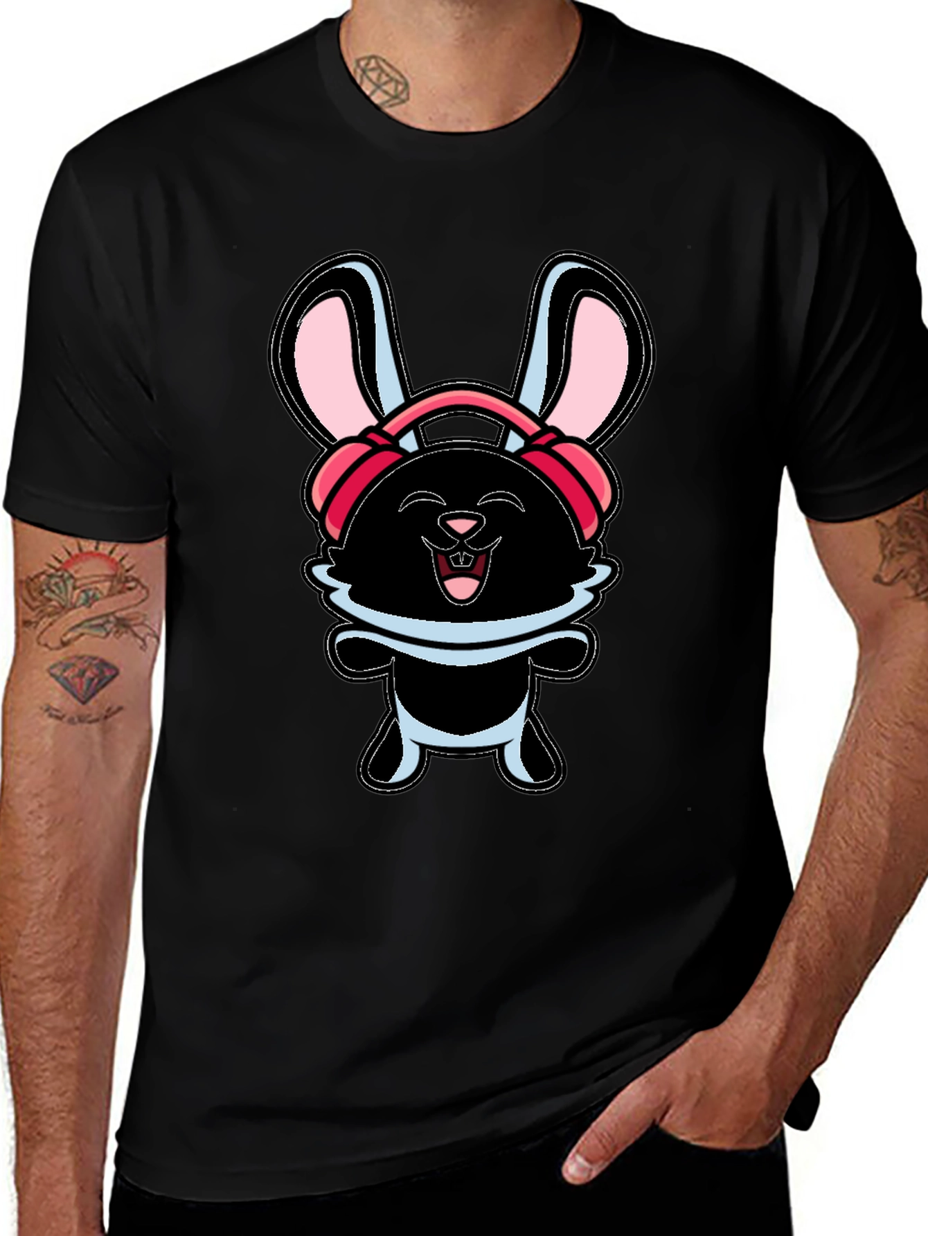 Funky Bunny Graphic Tee - Black
