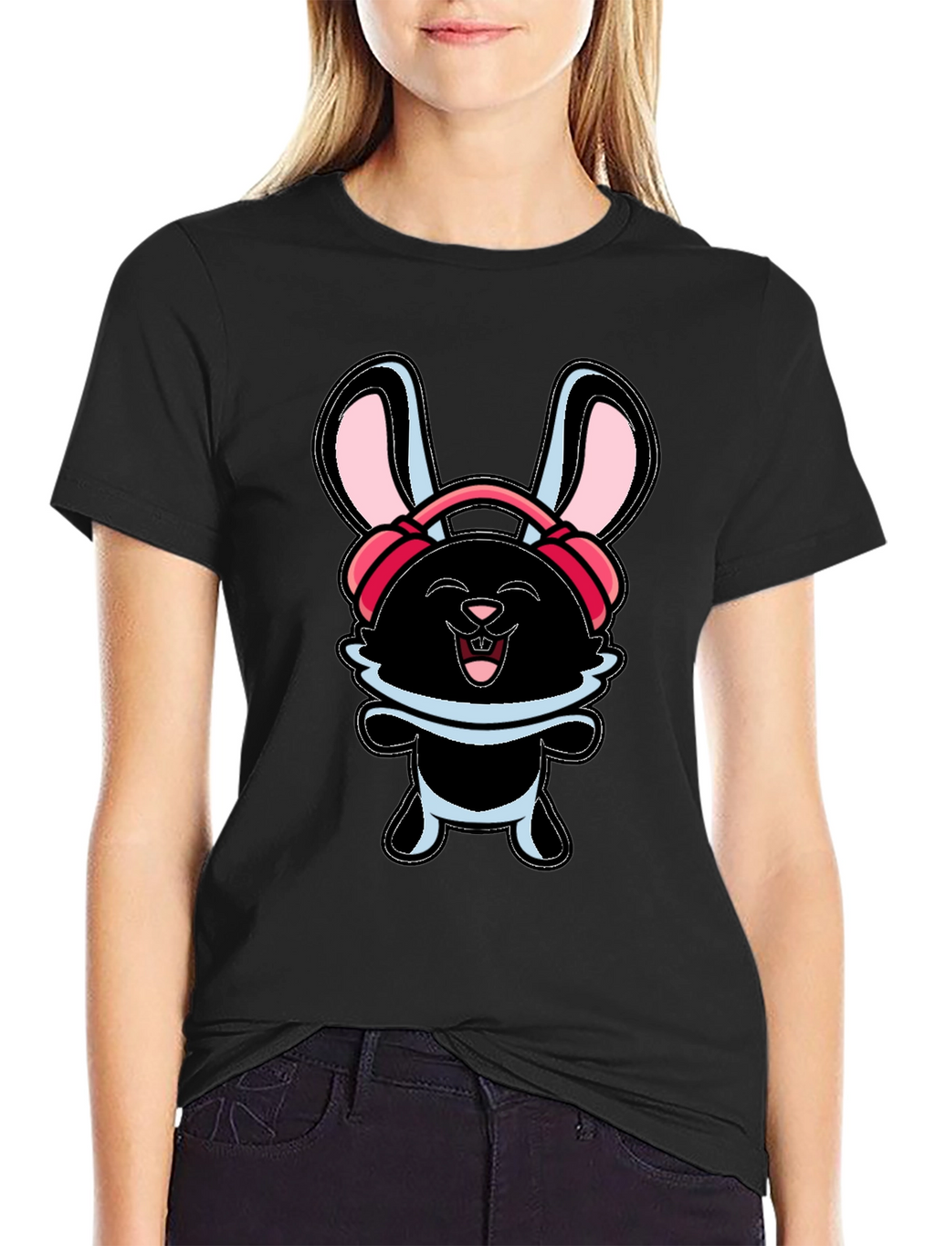 Funky Bunny Graphic Tee - Black