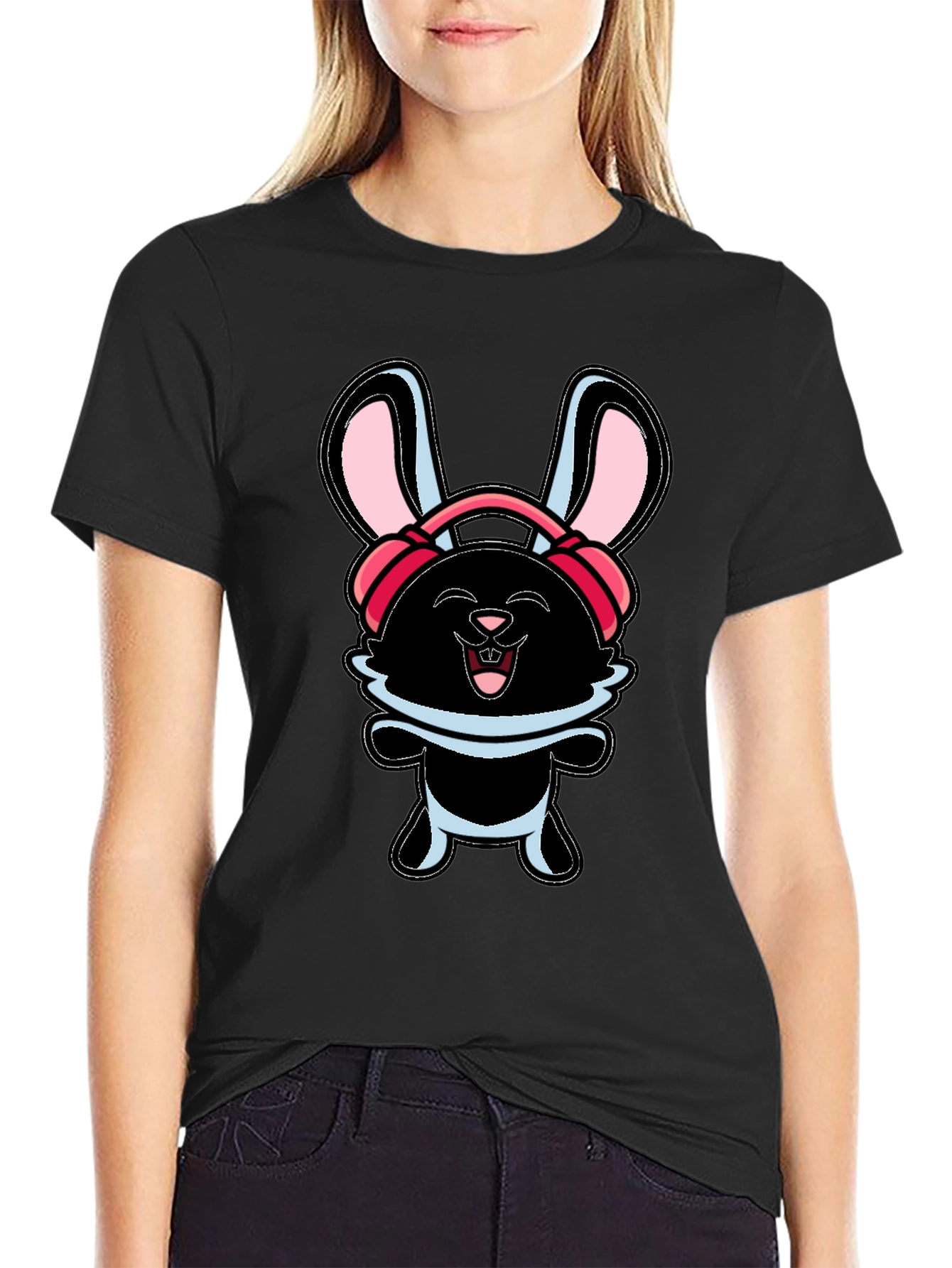 Funky Bunny Graphic Tee - Black