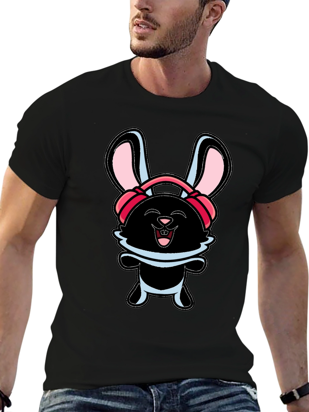 Funky Bunny Graphic Tee - Black