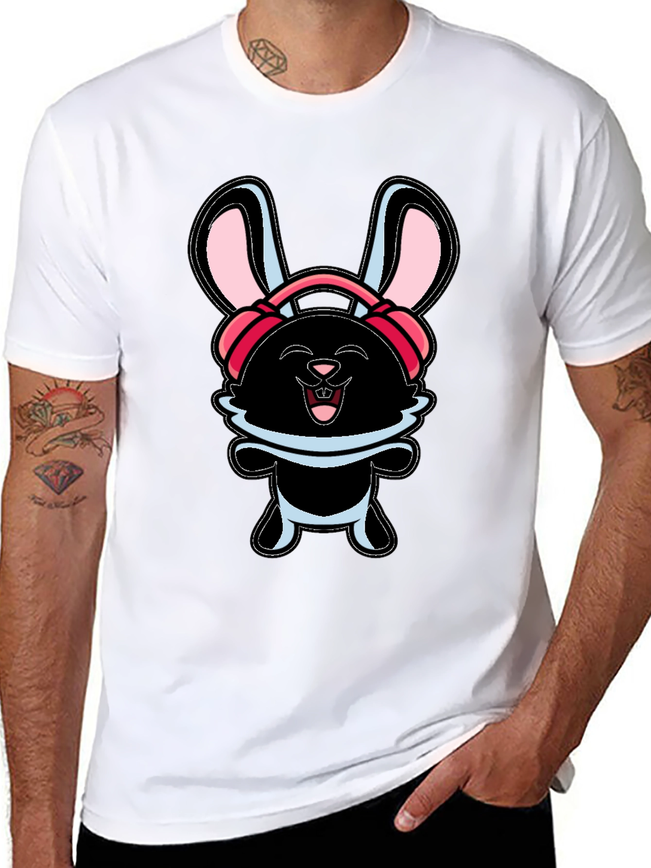 Funky Bunny Graphic Tee - Black