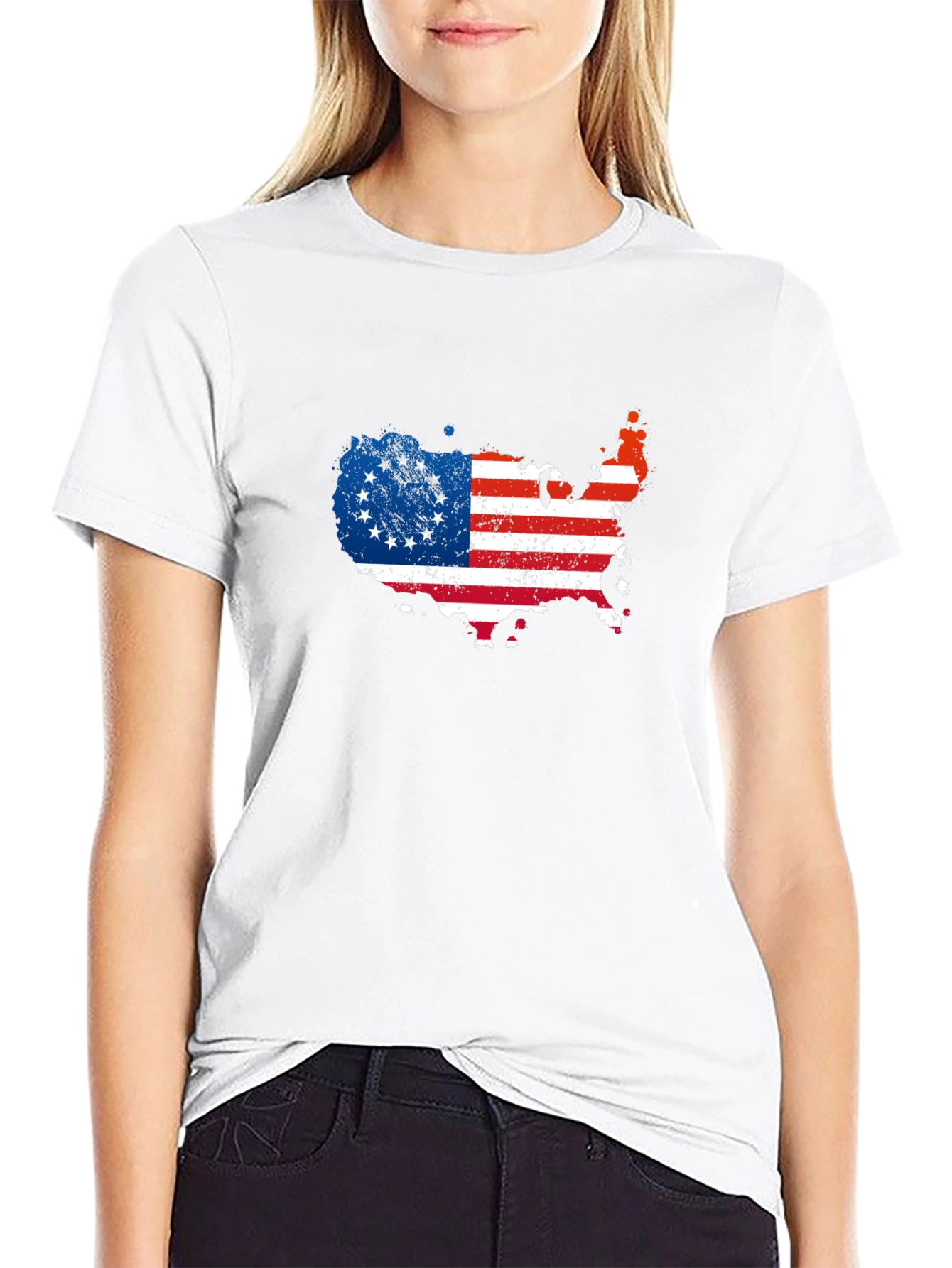Betsy Ross Flag USA Map Mens Graphic Tee