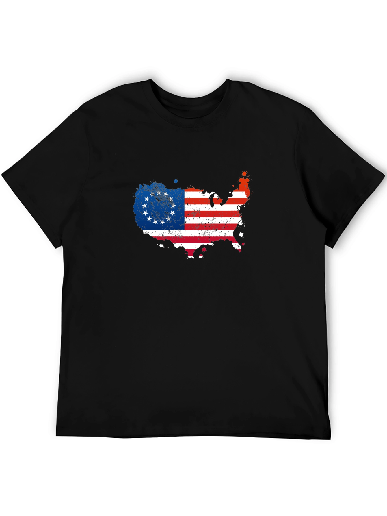 Betsy Ross Flag USA Map Mens Graphic Tee