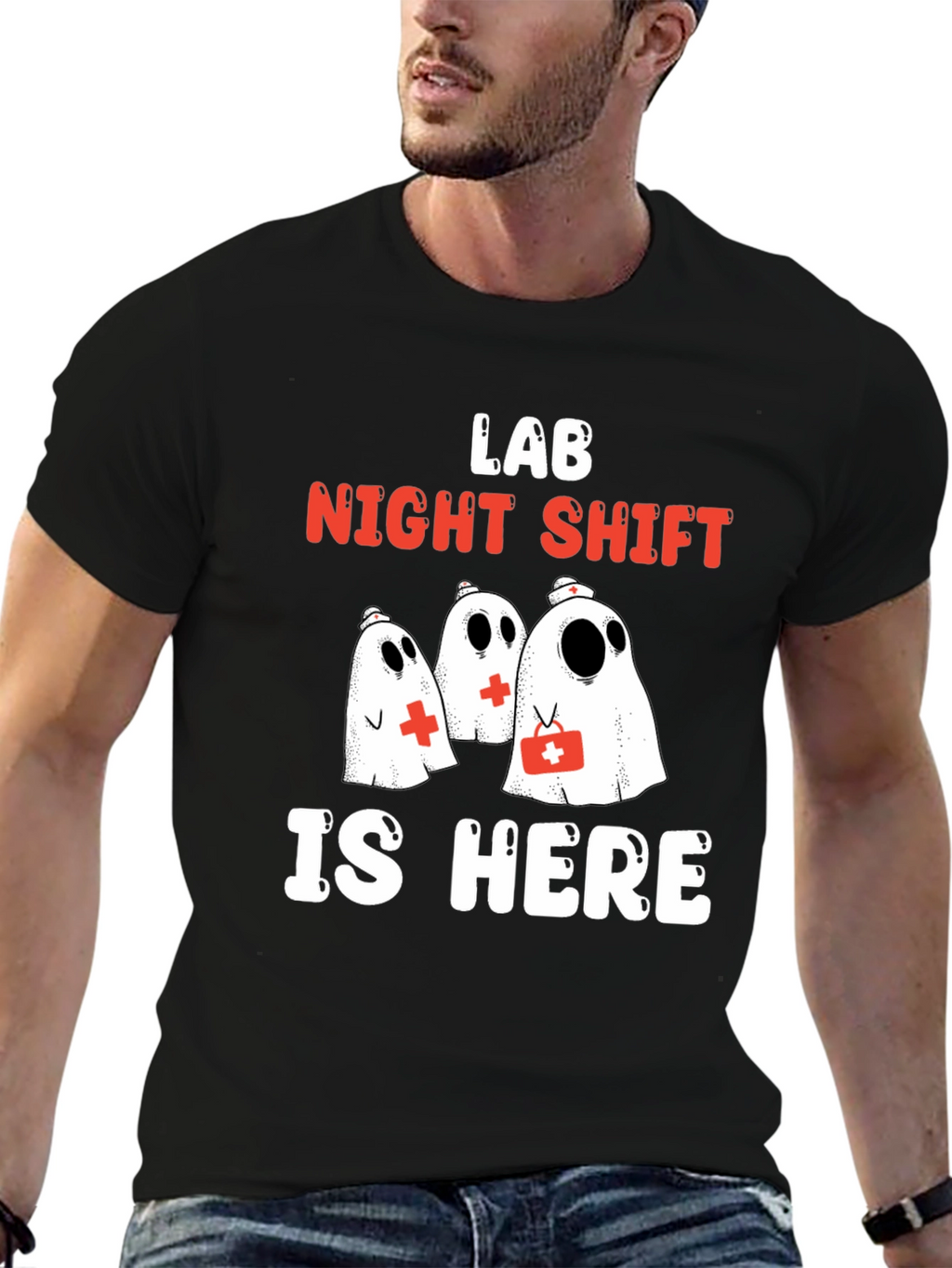 Lab Night Shift T-Shirt - Spooky Medical Ghosts
