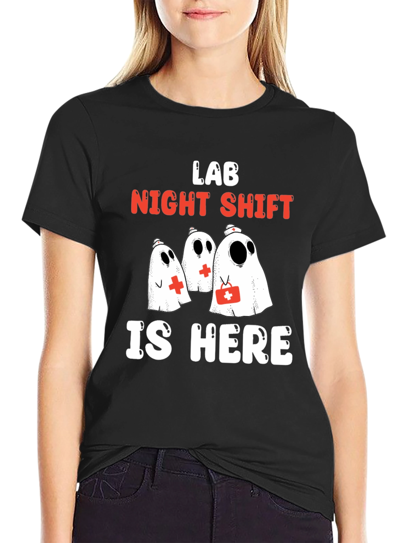 Lab Night Shift T-Shirt - Spooky Medical Ghosts