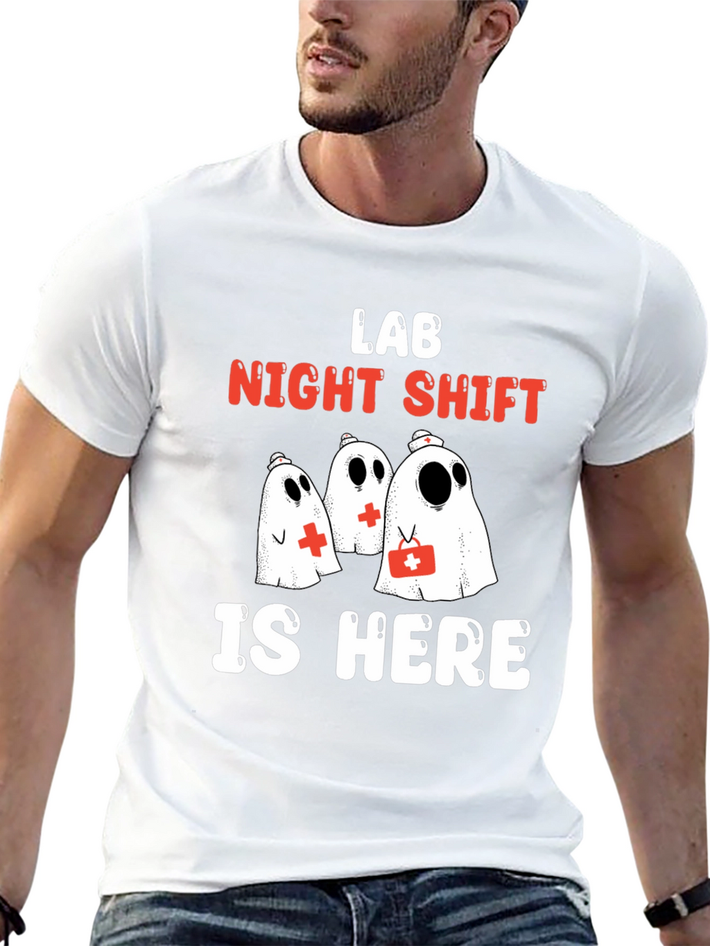 Lab Night Shift T-Shirt - Spooky Medical Ghosts