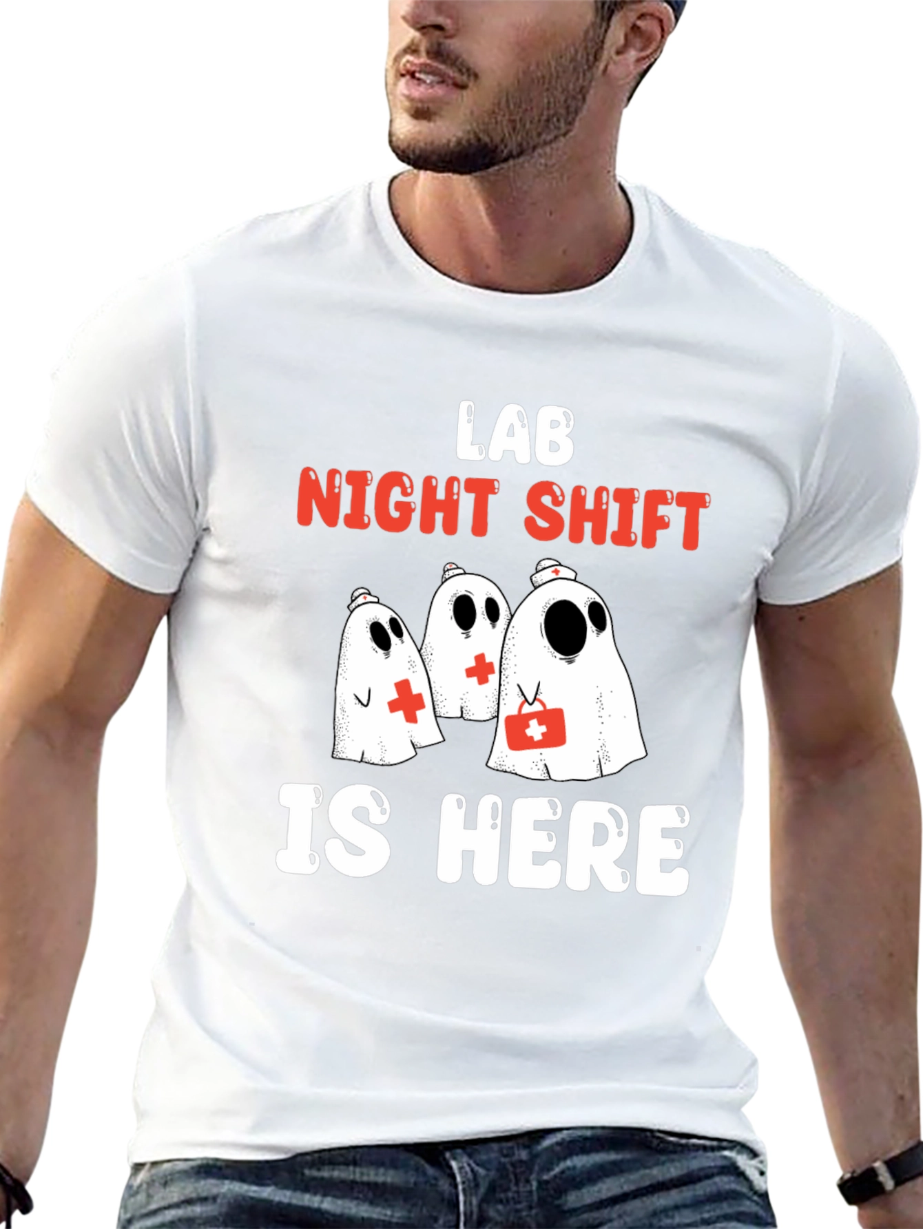 Lab Night Shift T-Shirt - Spooky Medical Ghosts