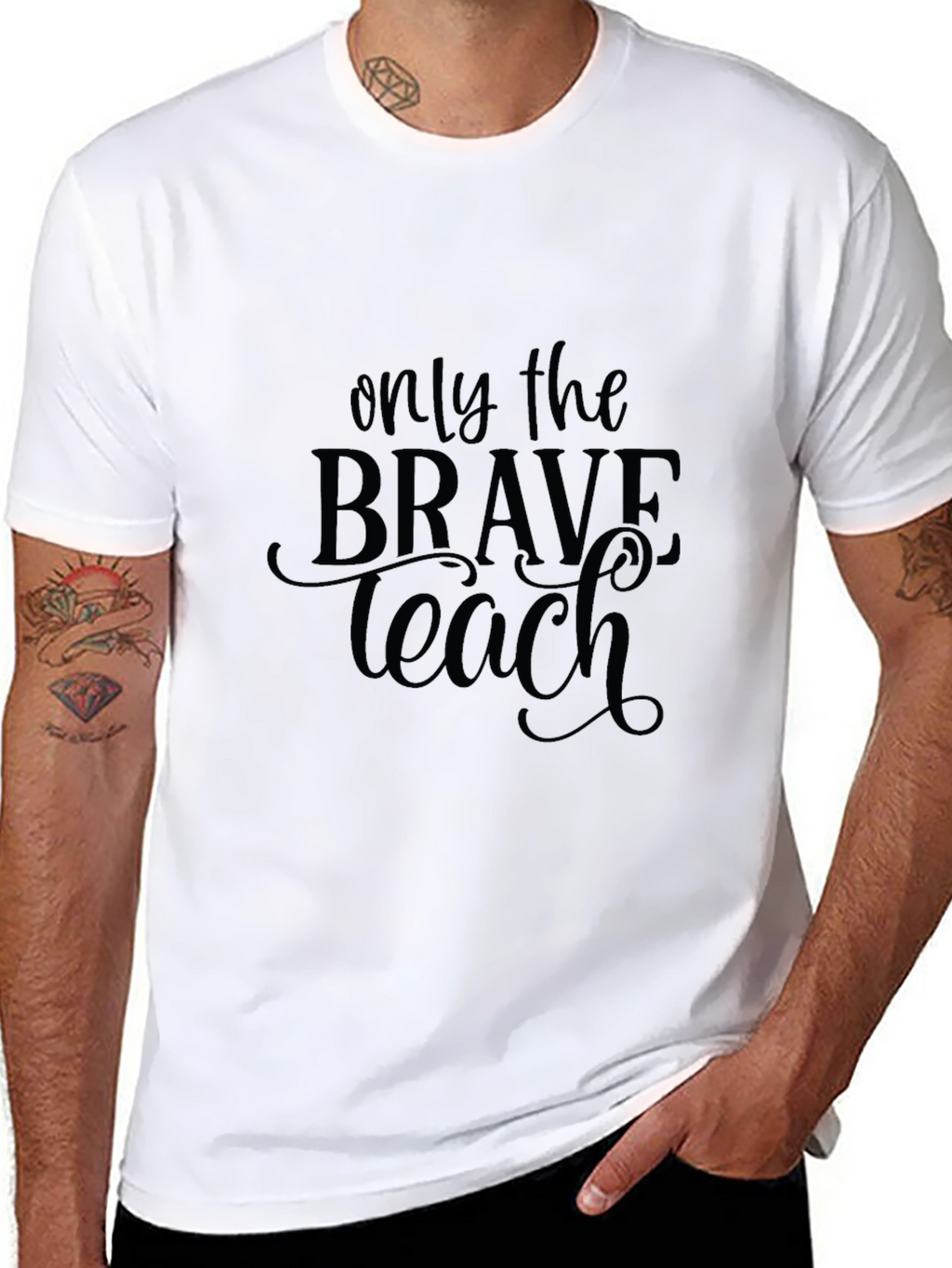 Brave Teacher Black T-Shirt - Inspirational Design