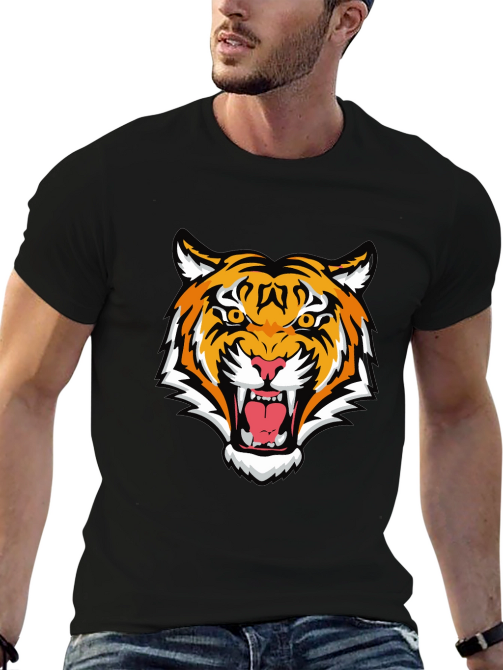 Tiger Graphic Black T-Shirt - Bold Animal Print