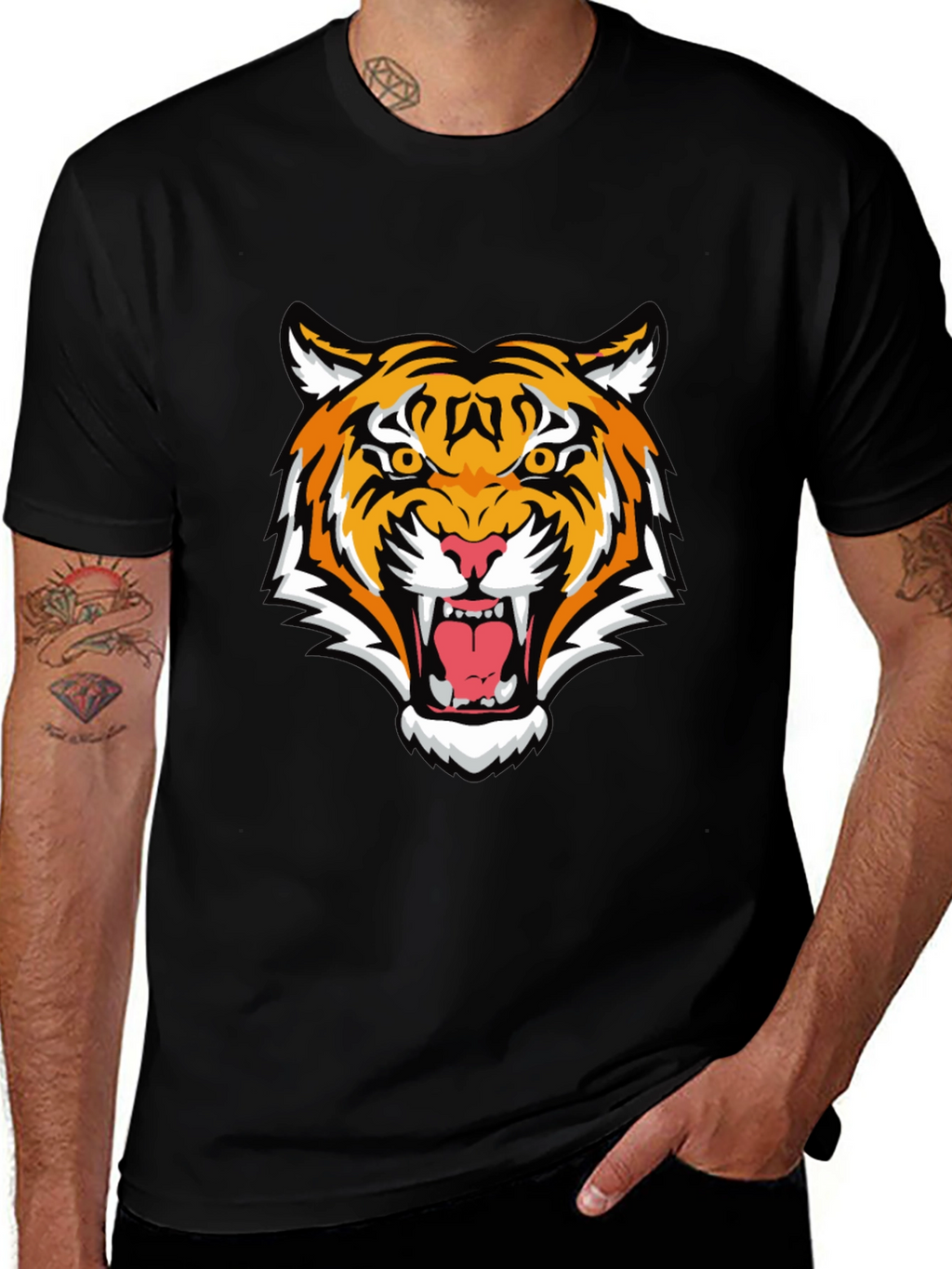 Tiger Graphic Black T-Shirt - Bold Animal Print