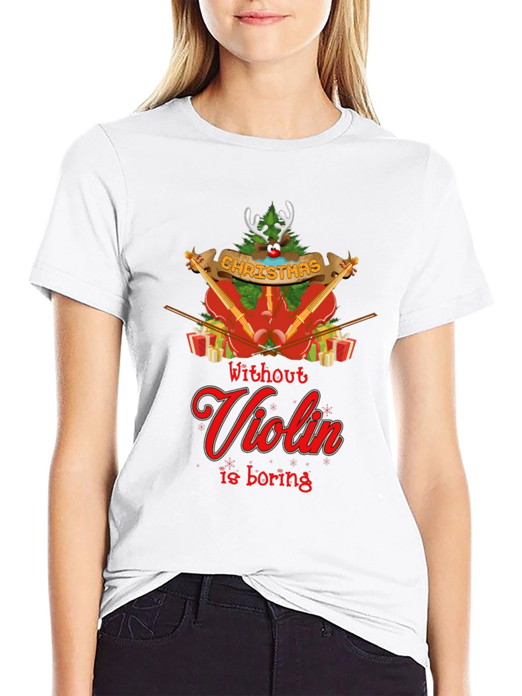Christmas Violin T-Shirt - Holiday Music Lover Tee