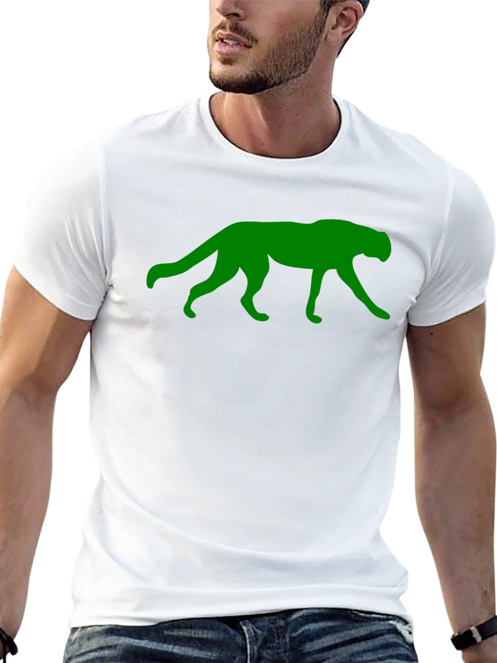 Green Panther Graphic Black T-Shirt