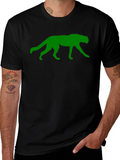 Green Panther Graphic Black T-Shirt