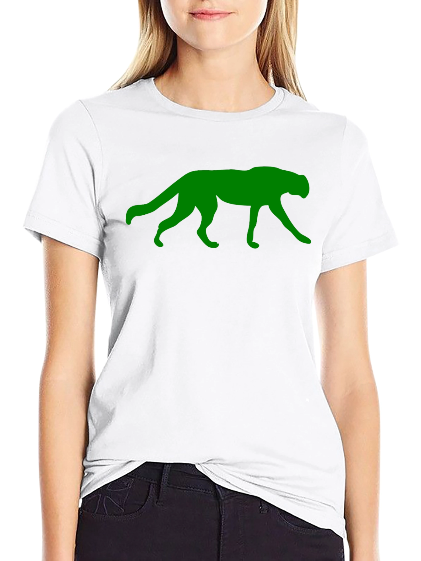 Green Panther Graphic Black T-Shirt