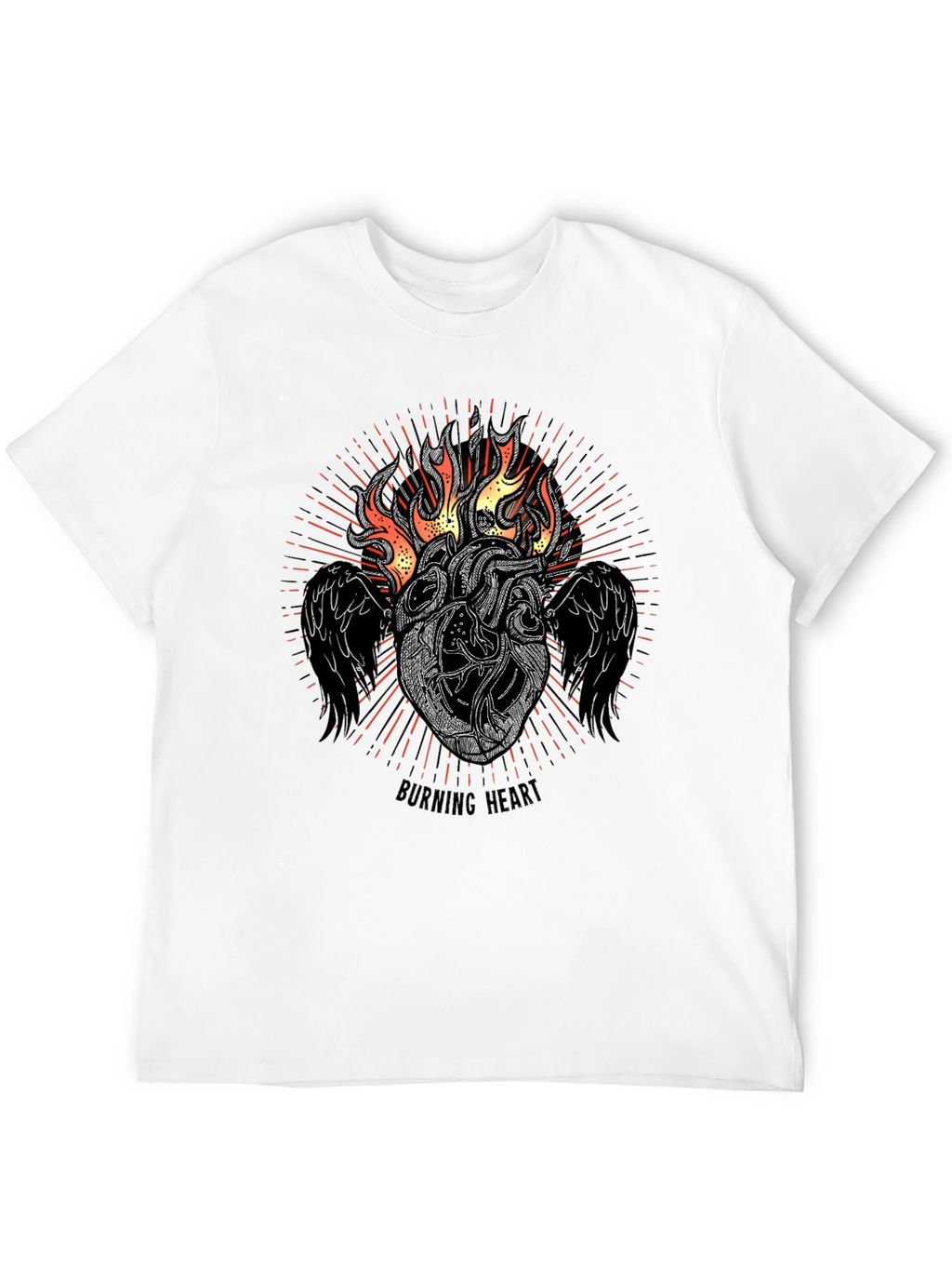 Burning Heart Graphic Tee - Black T-Shirt