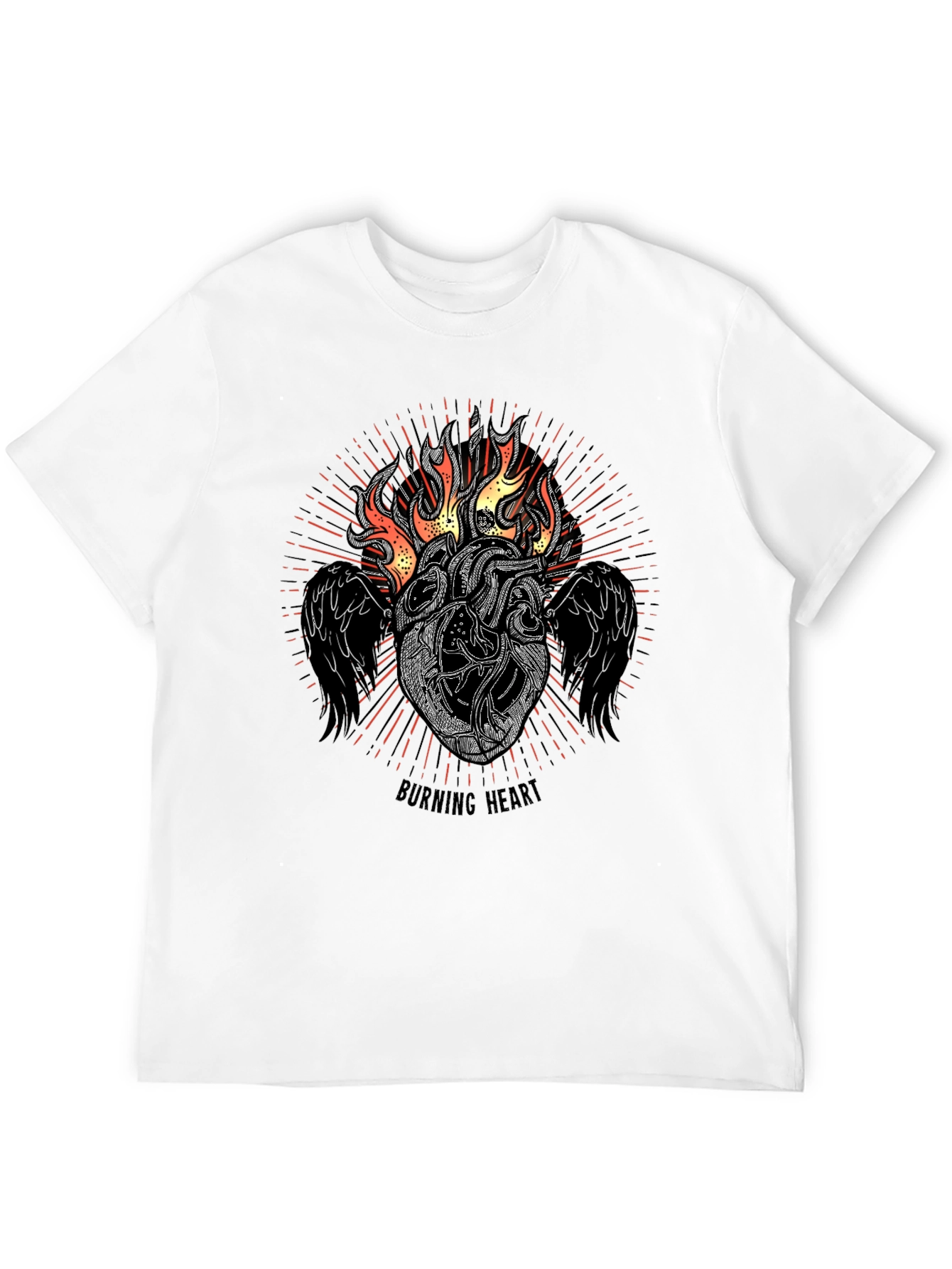 Burning Heart Graphic Tee - Black T-Shirt