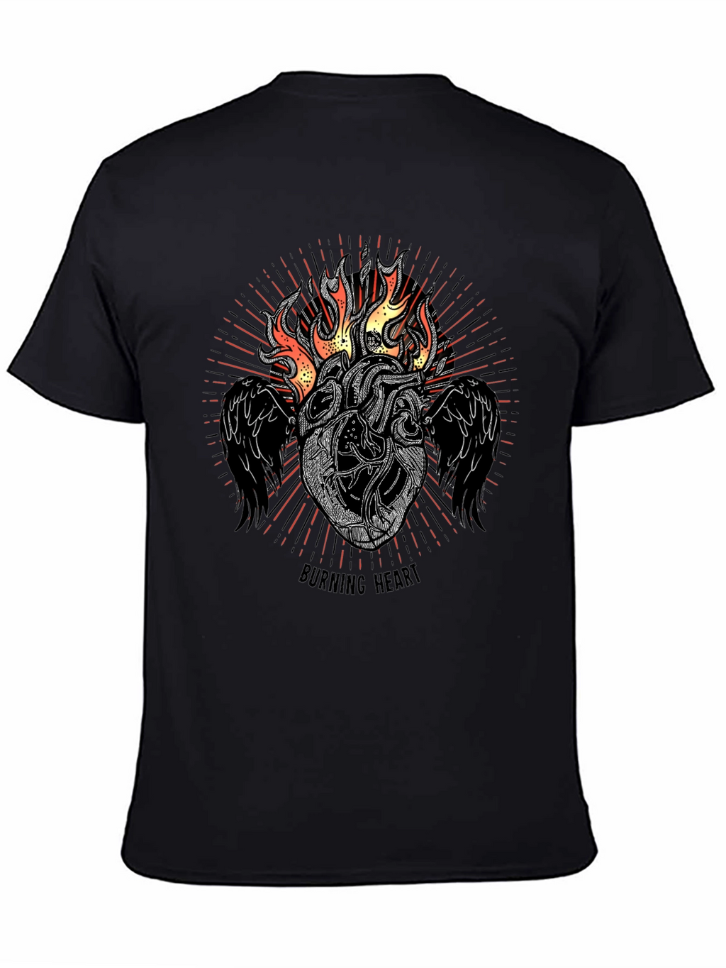 Burning Heart Graphic Tee - Black T-Shirt
