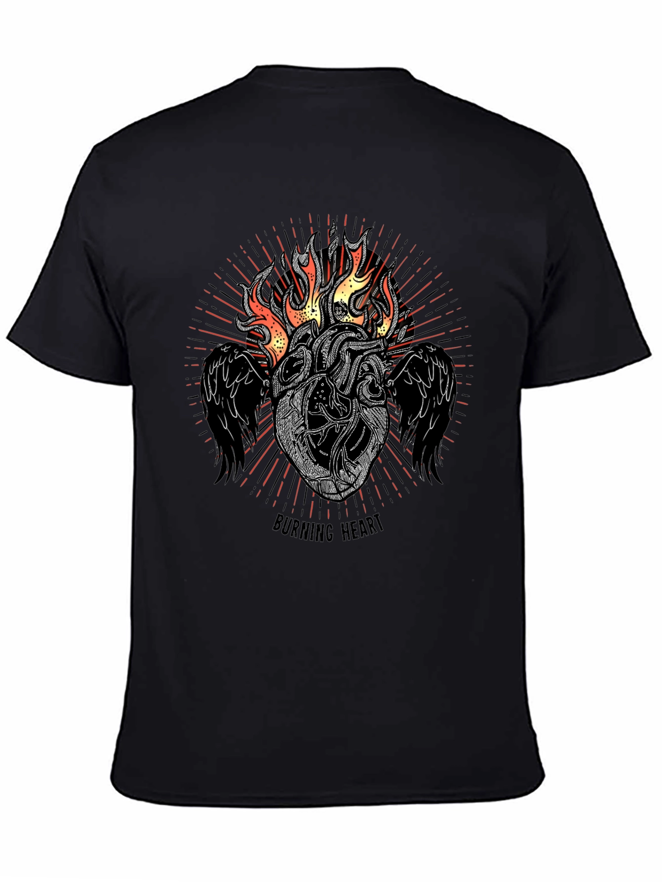 Burning Heart Graphic Tee - Black T-Shirt