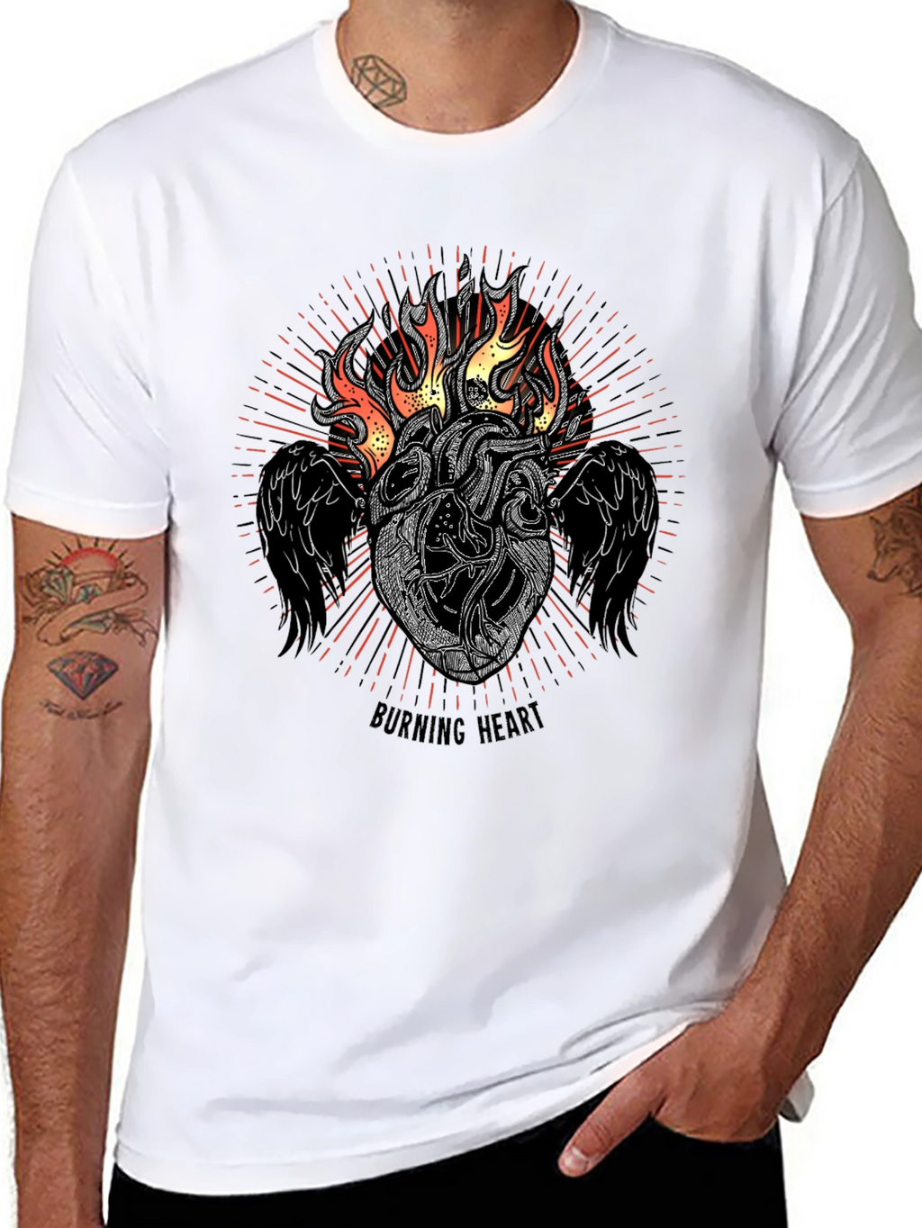 Burning Heart Graphic Tee - Black T-Shirt