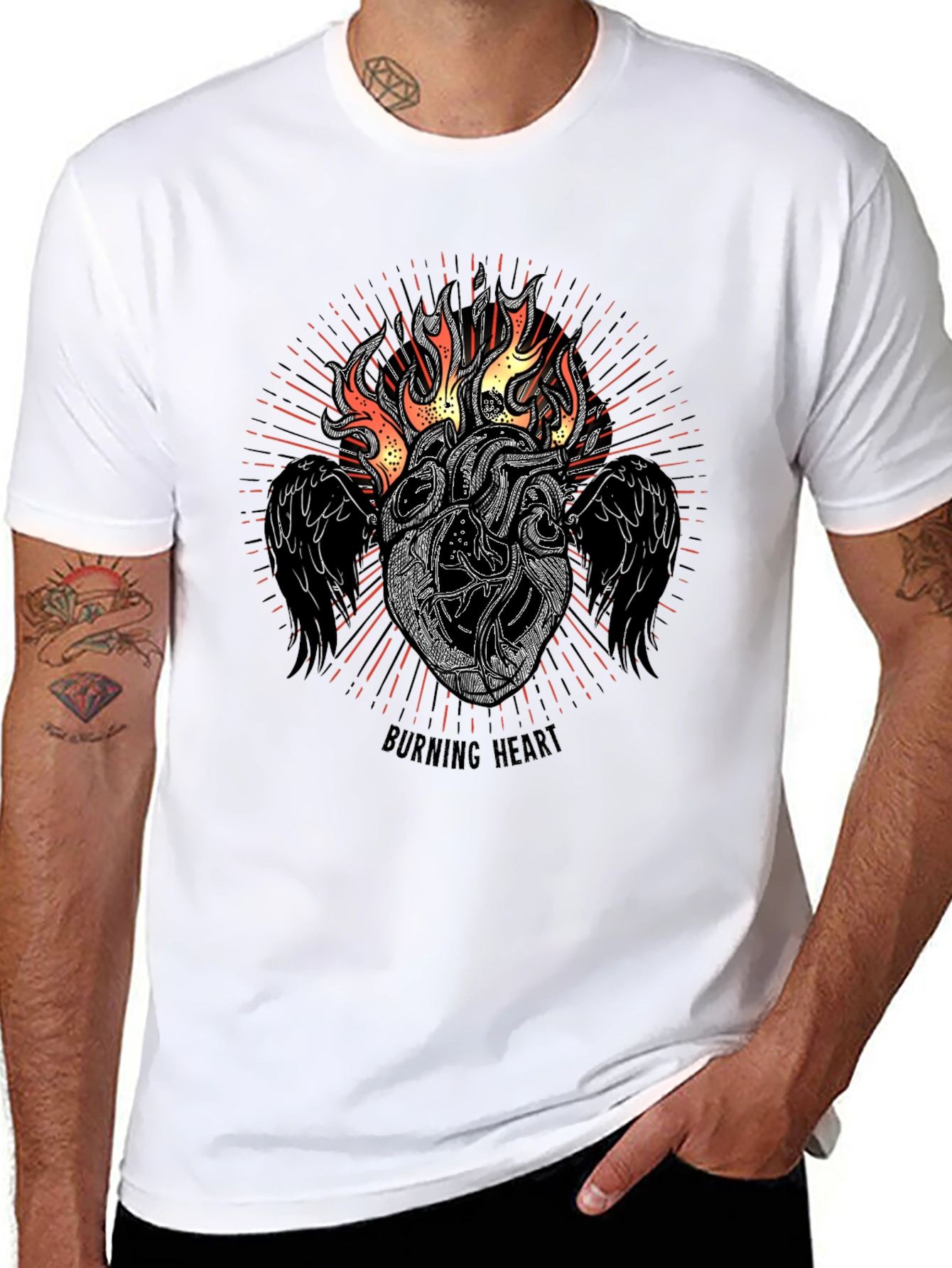 Burning Heart Graphic Tee - Black T-Shirt