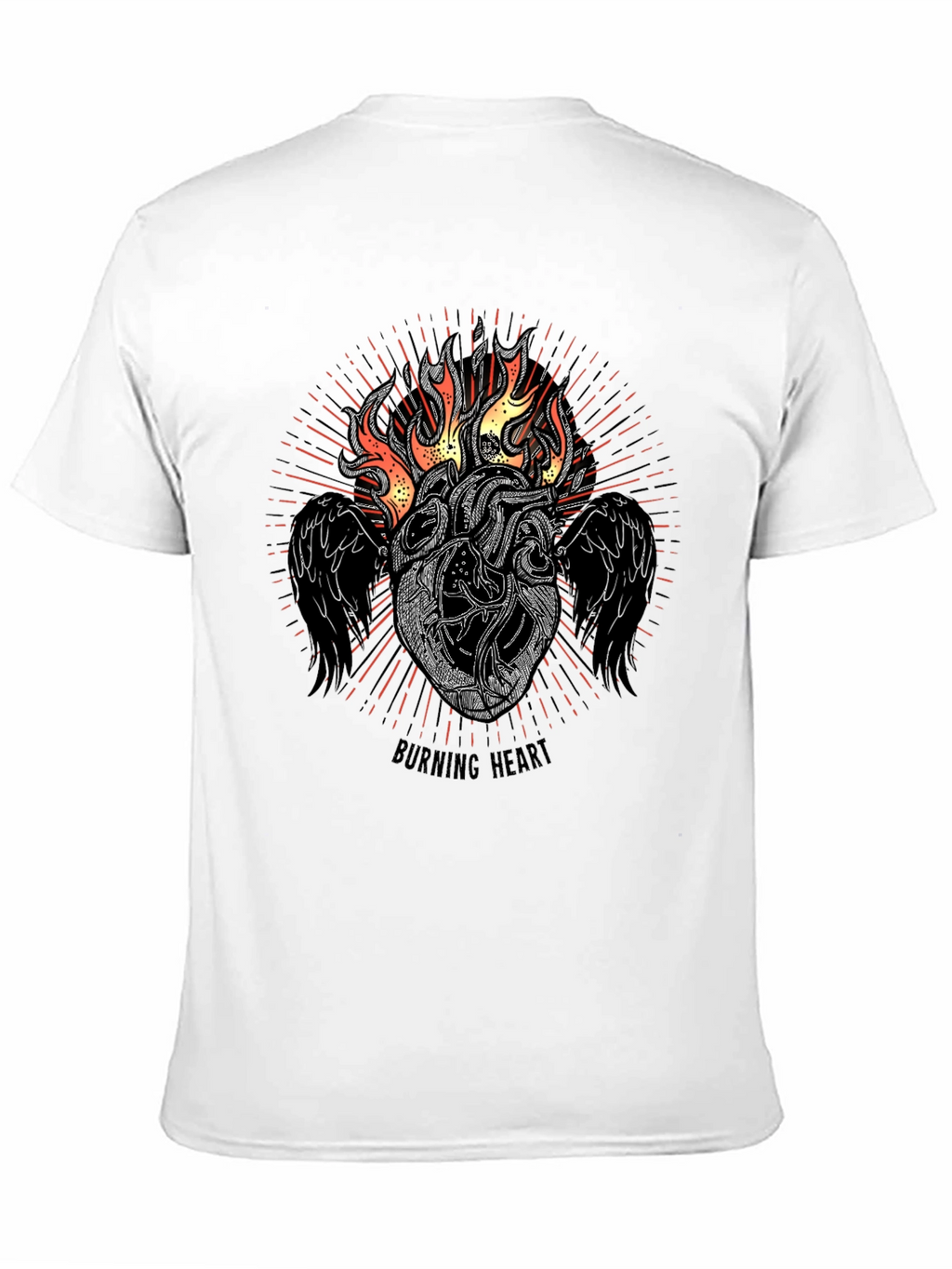 Burning Heart Graphic Tee - Black T-Shirt