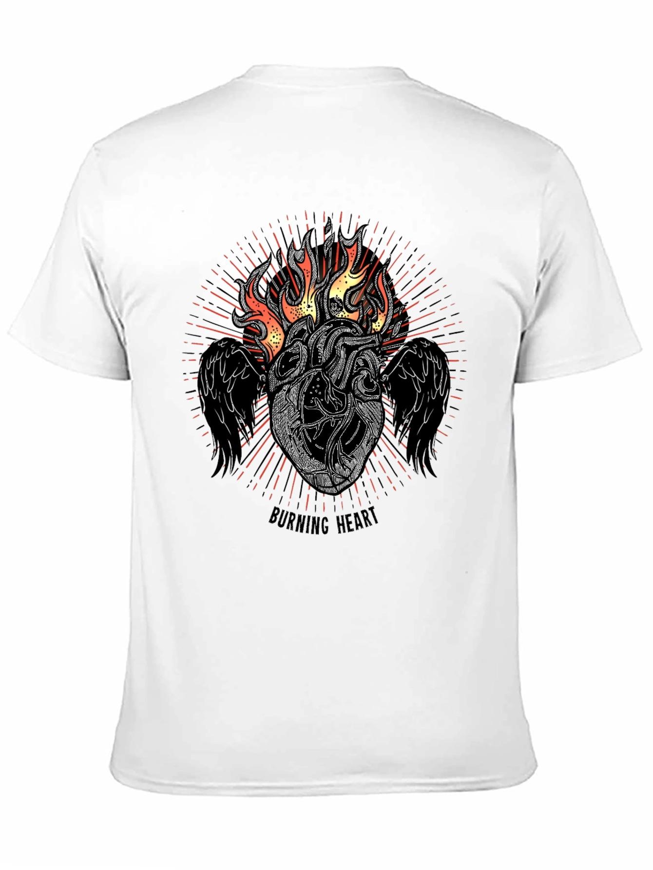 Burning Heart Graphic Tee - Black T-Shirt