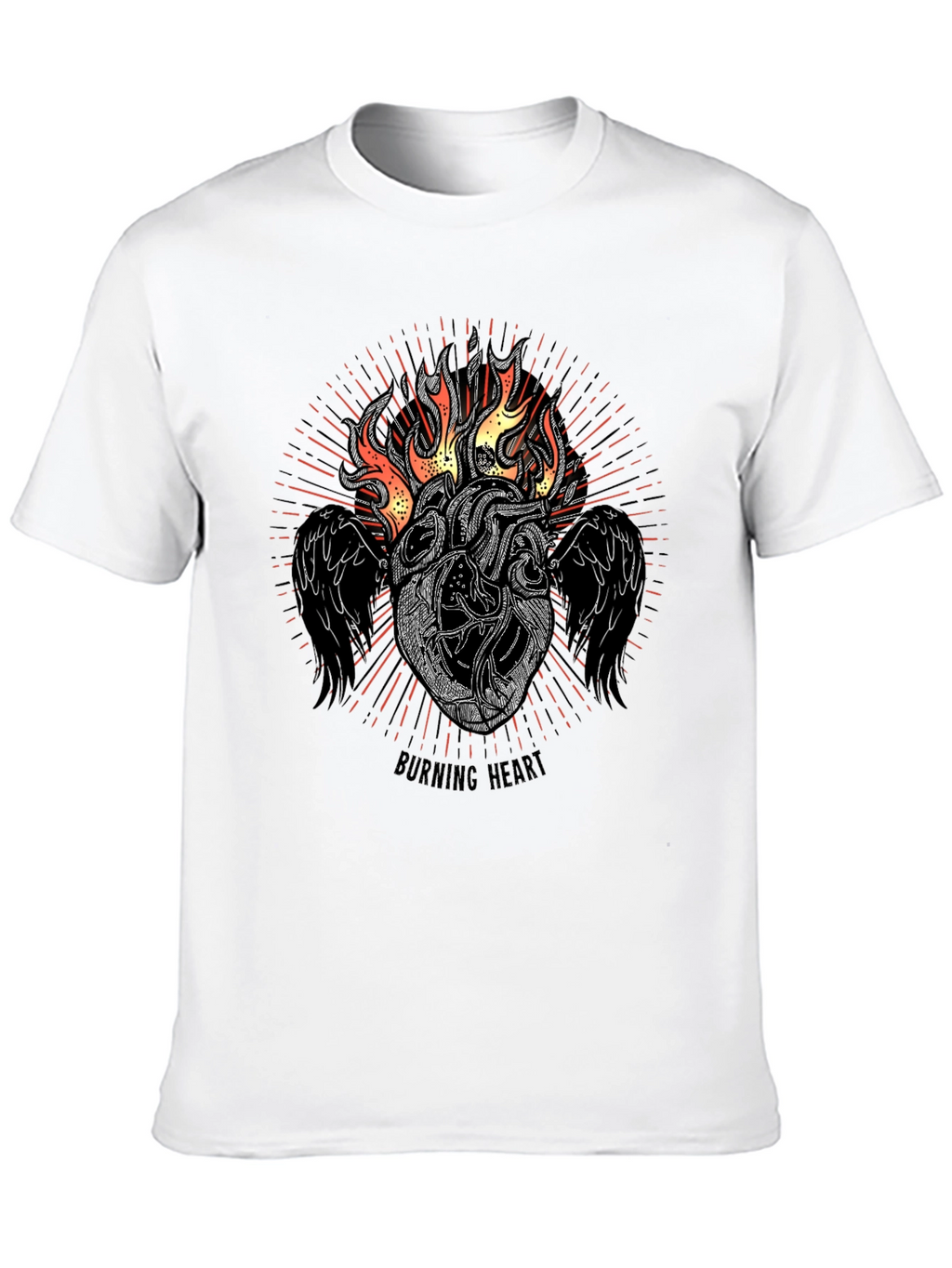 Burning Heart Graphic Tee - Black T-Shirt