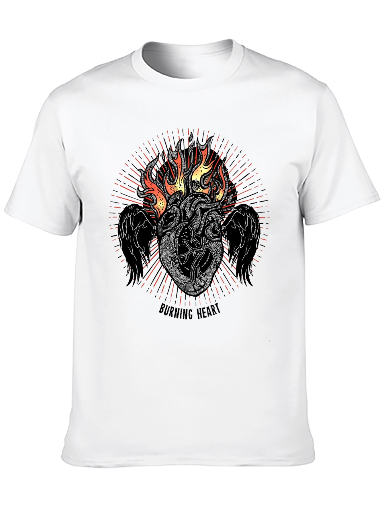 Burning Heart Graphic Tee - Black T-Shirt
