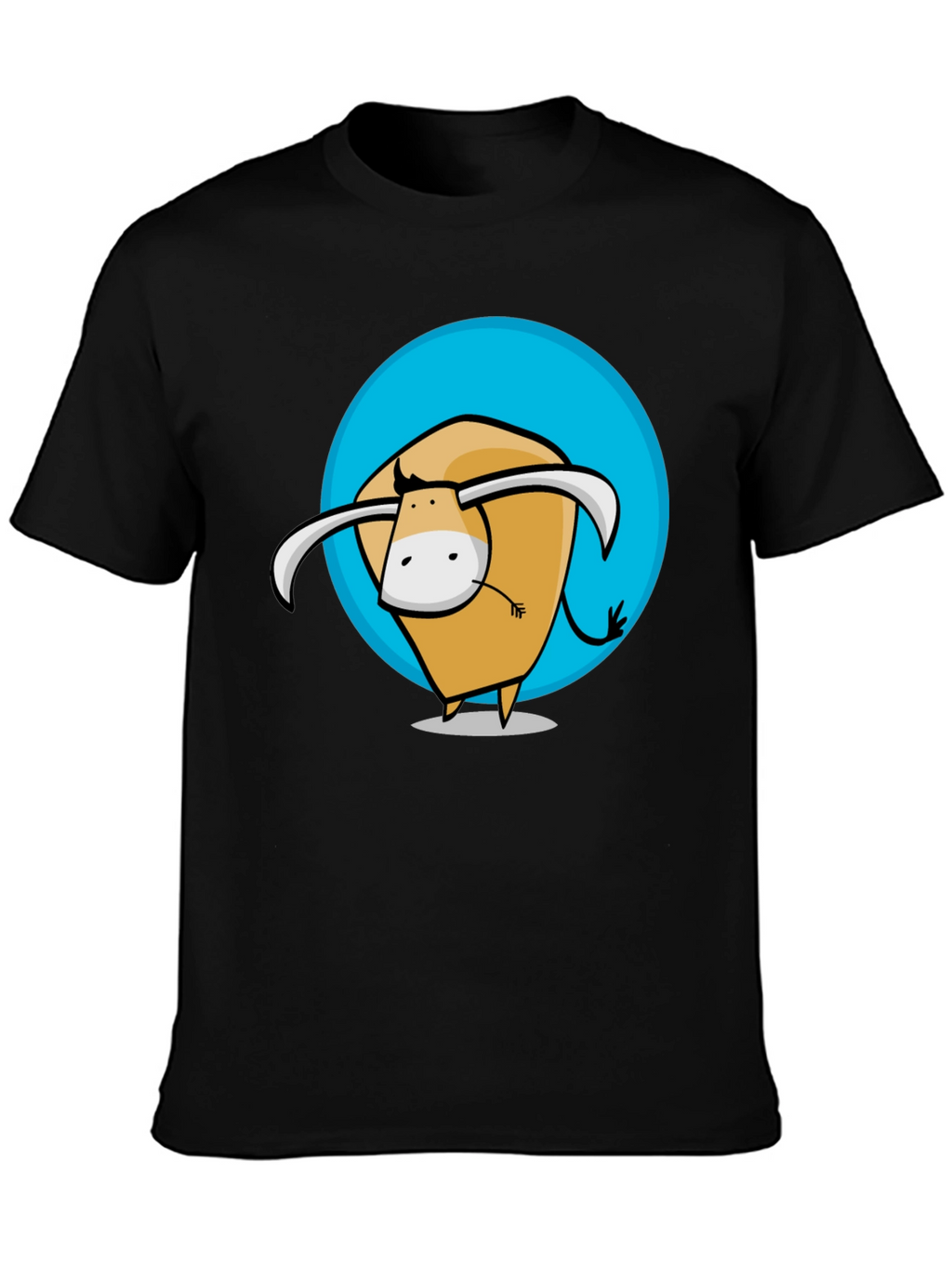 Cartoon Bull Graphic Tee - Stylish Mens Black T-Shirt