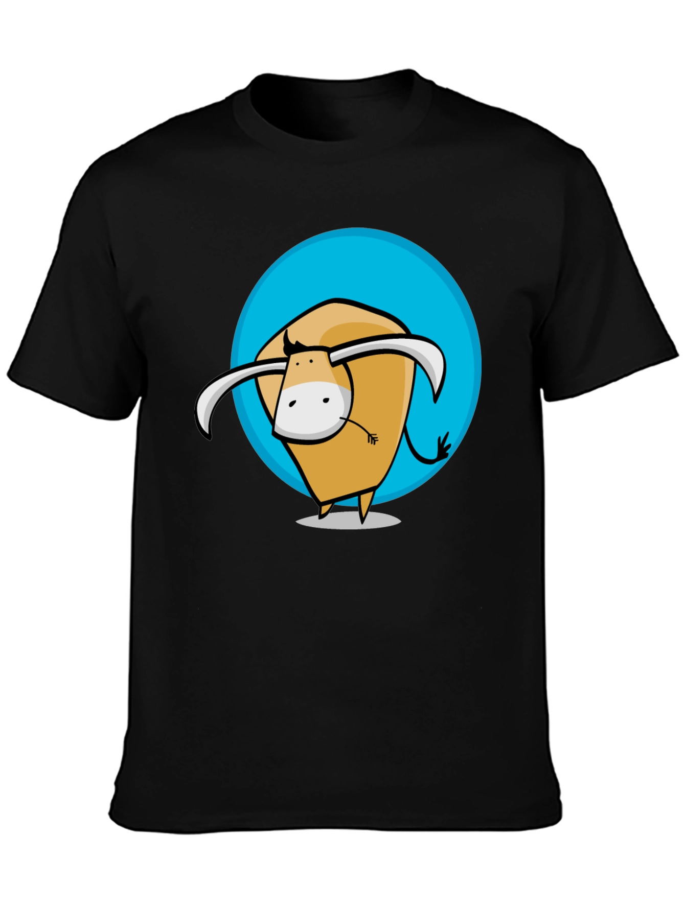 Cartoon Bull Graphic Tee - Stylish Mens Black T-Shirt