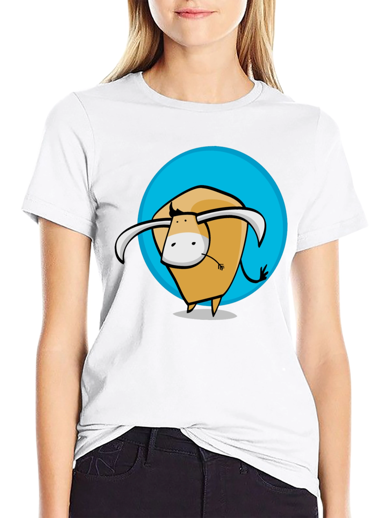 Cartoon Bull Graphic Tee - Stylish Mens Black T-Shirt