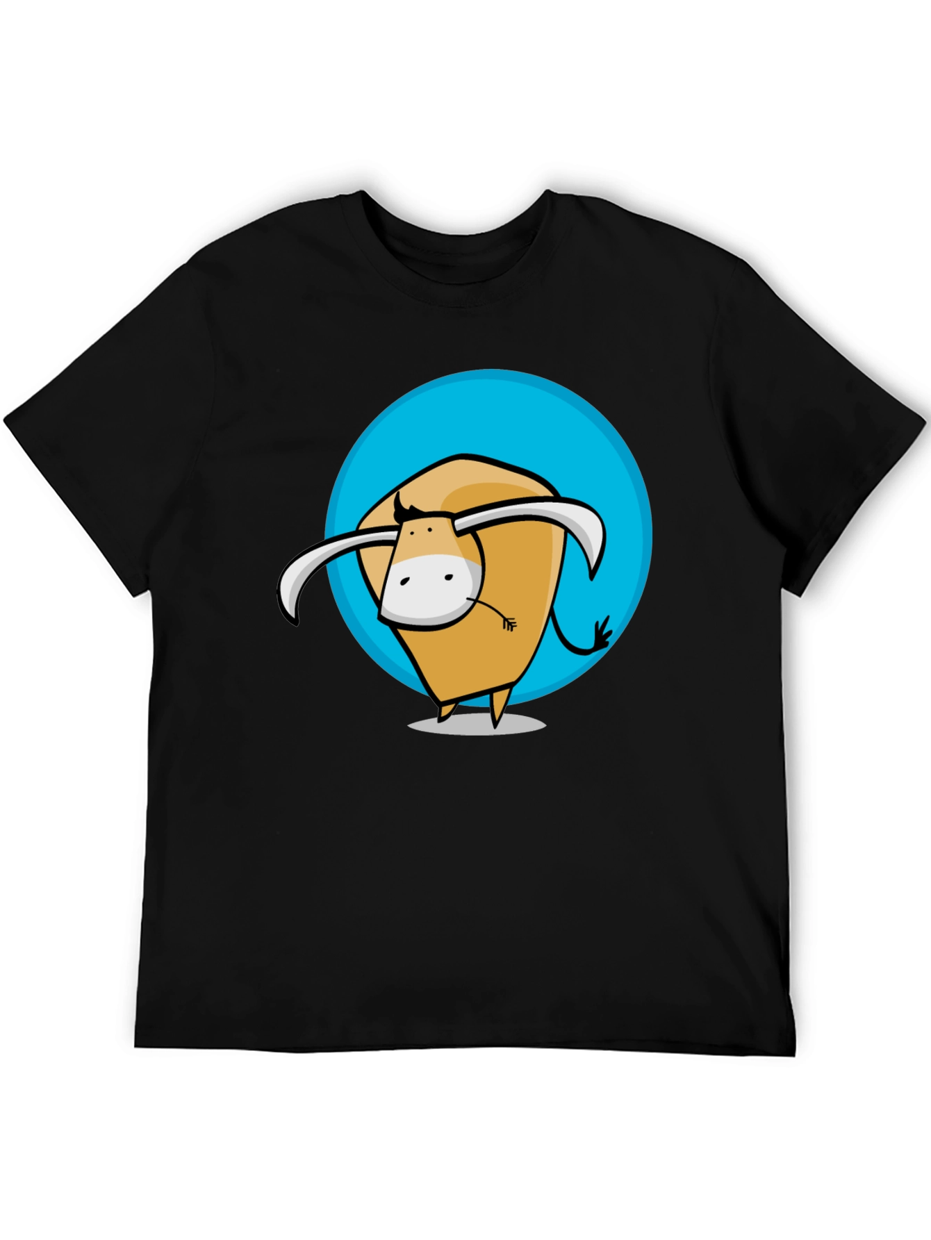 Cartoon Bull Graphic Tee - Stylish Mens Black T-Shirt