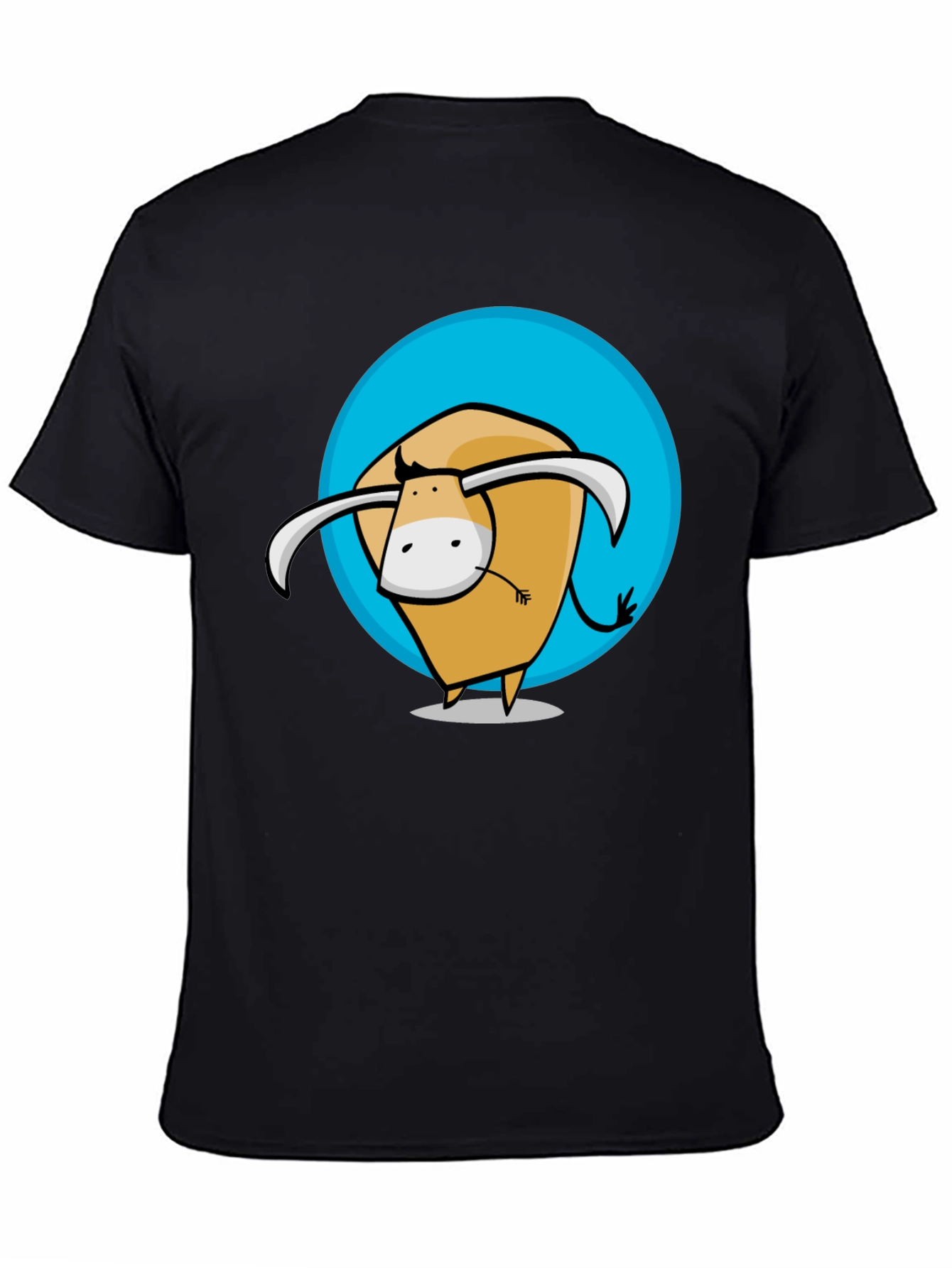 Cartoon Bull Graphic Tee - Stylish Mens Black T-Shirt