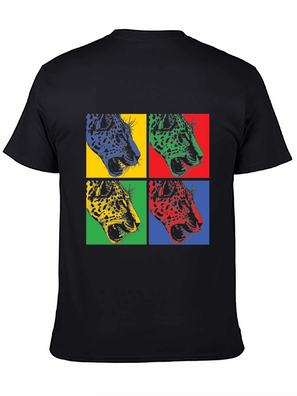 Pop Art Leopard Print Black T-Shirt